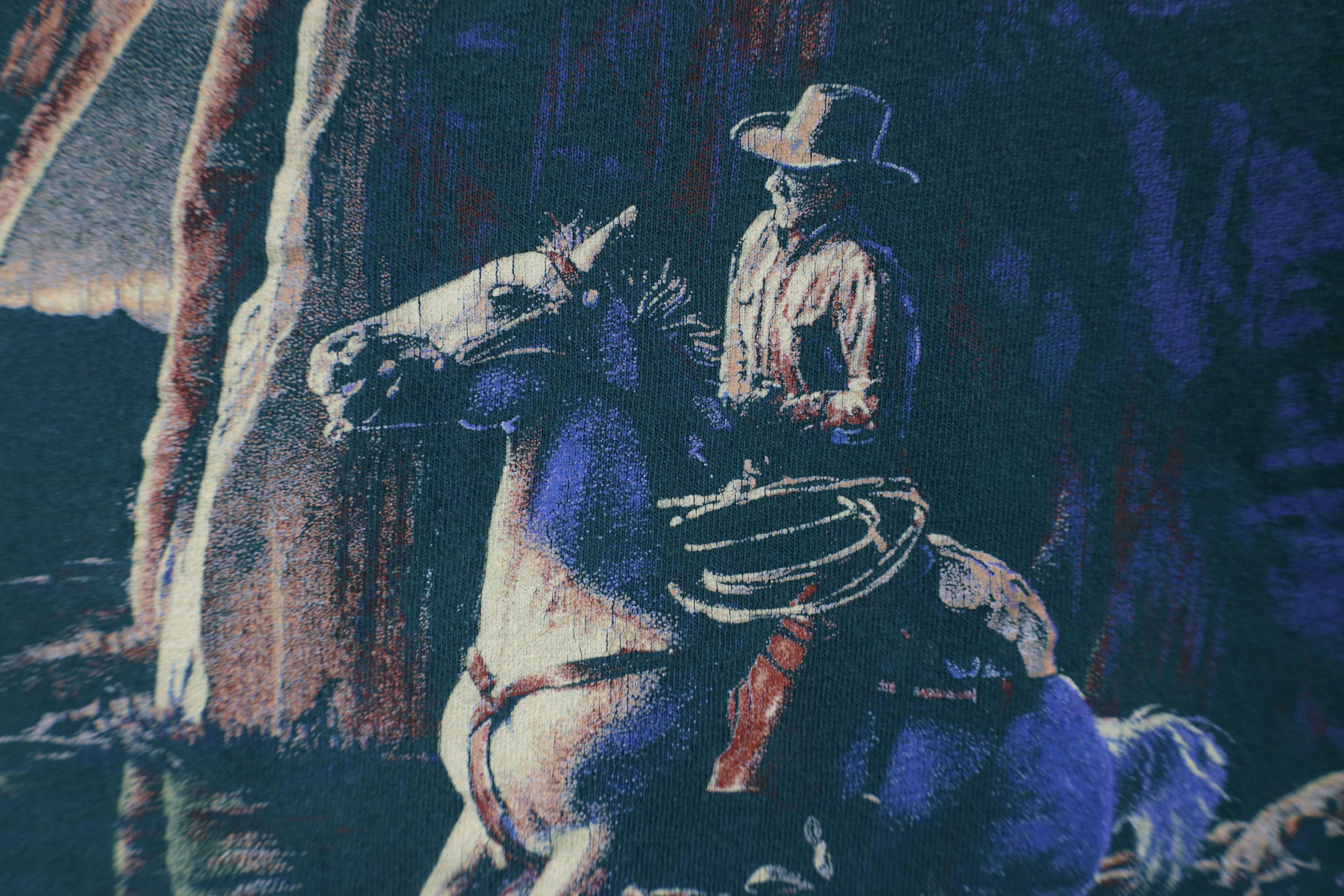 Vintage Vintage 90s Streetwear Cowboy All Over Print T-Shirt USA Size US L / EU 52-54 / 3 - 6 Thumbnail