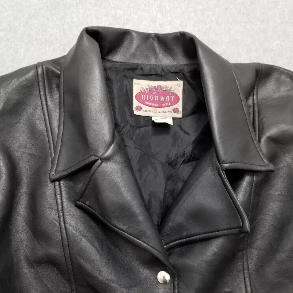 Other Highway Jacket Womens Medium Black Snap Pockets Faux Leather Size M / US 6-8 / IT 42-44 - 15 Thumbnail