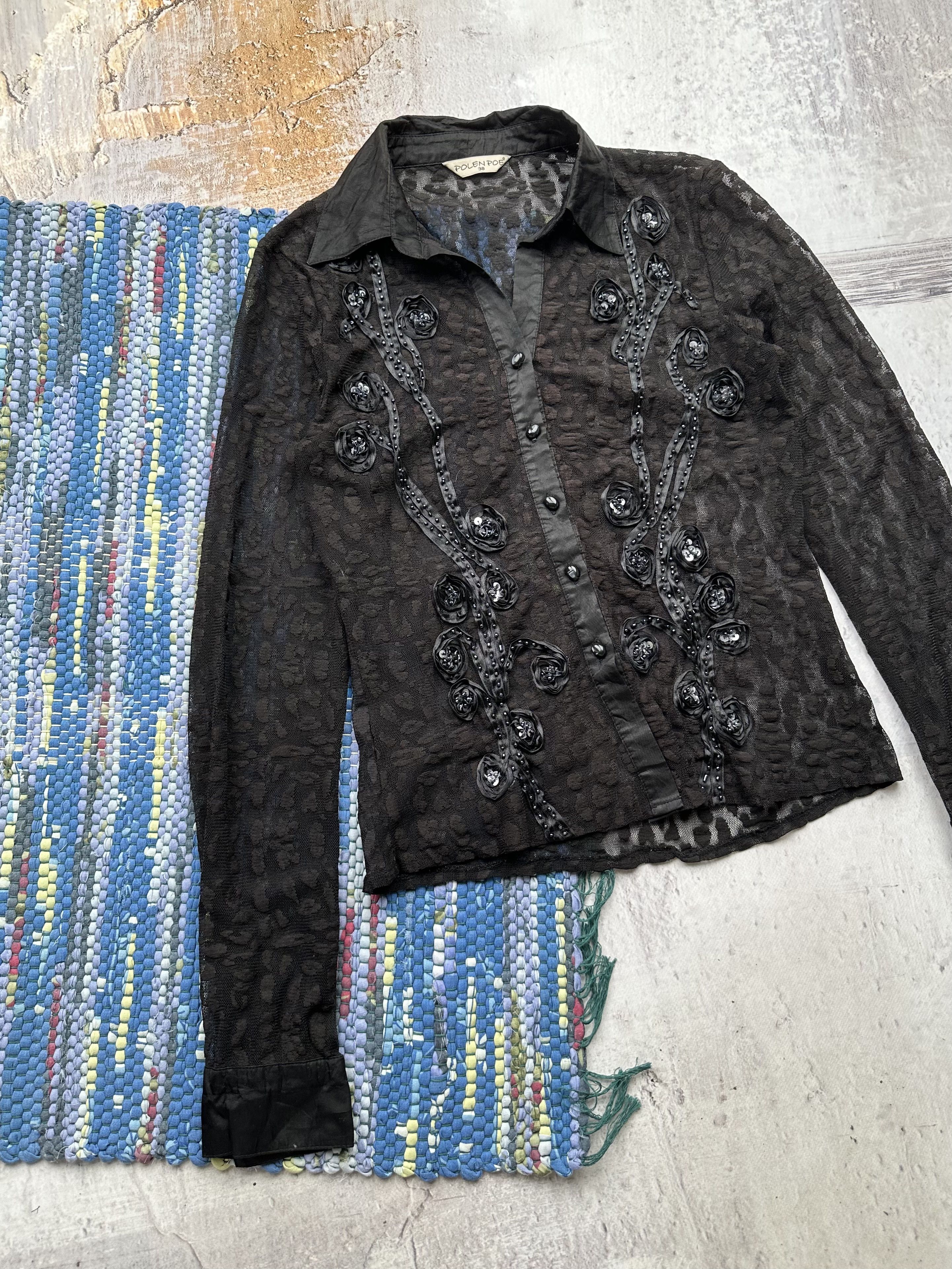 Vintage Vintage Mesh Lace Blouse A133(124) Size M / US 6-8 / IT 42-44 - 2 Thumbnail