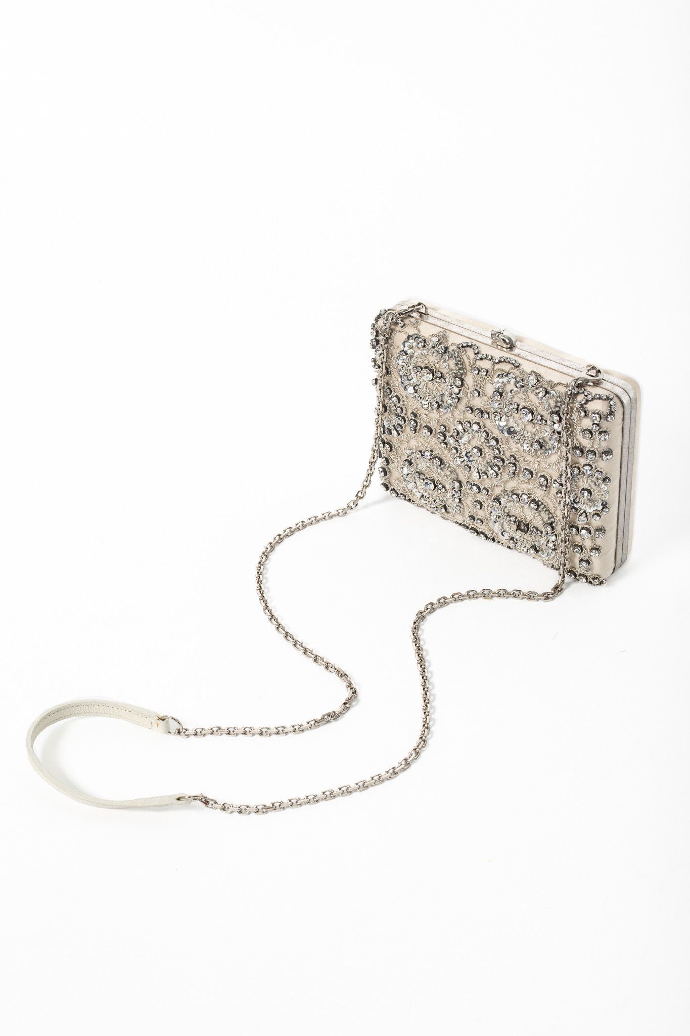 Alexander McQueen Alexander McQueen Crystal/Sequin-Embroidered Satin Clutch Size ONE SIZE - 6 Thumbnail