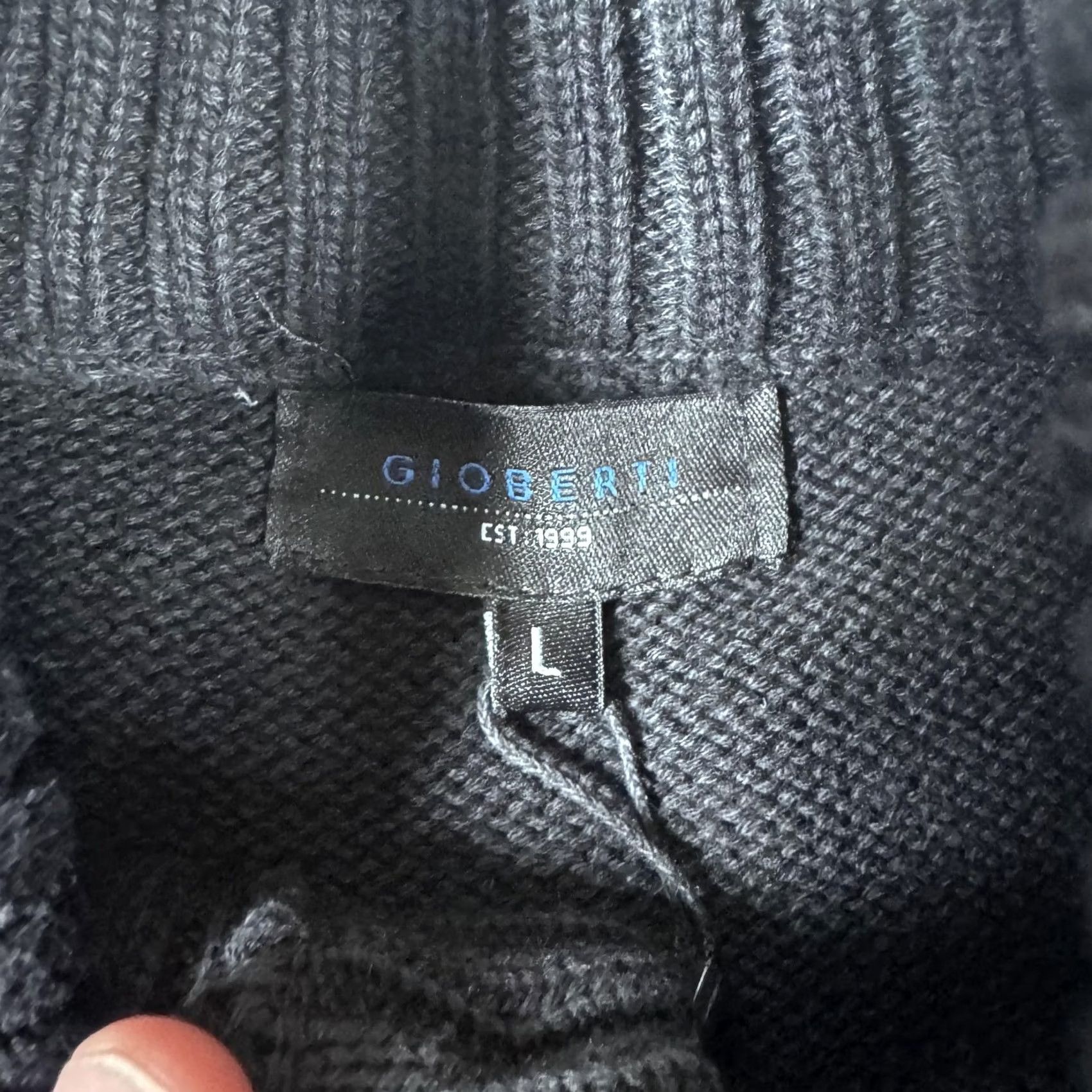 Vintage Gioberti Sweater Mens Large Black Shawl Collar Cable Knit Button Pullover Size US L / EU 52-54 / 3 - 5 Thumbnail