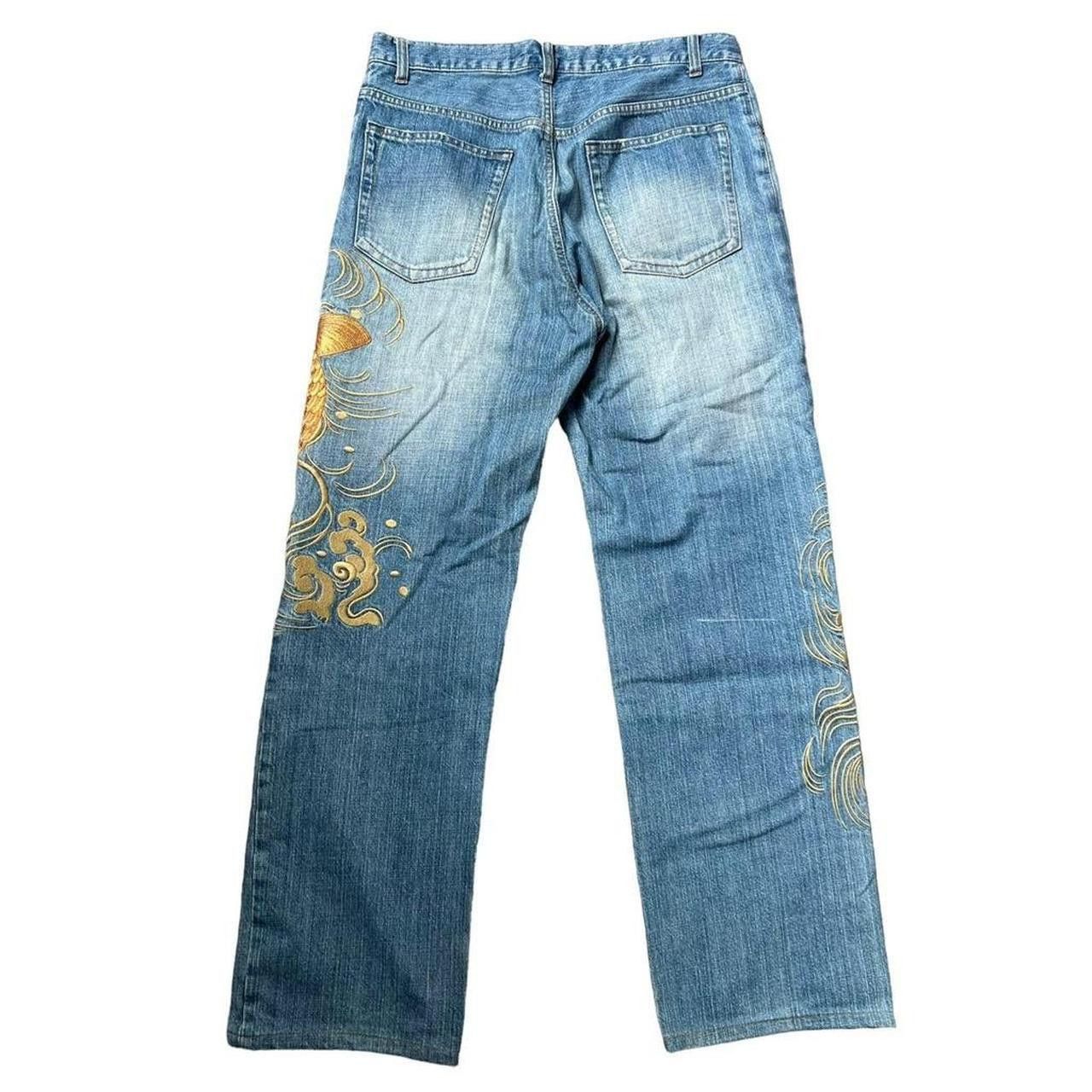 Karakuri Tamashii Karakuri Tamashii Embroidered Koi Japanese Jeans - Waist 33 Size US 33 - 2 Thumbnail