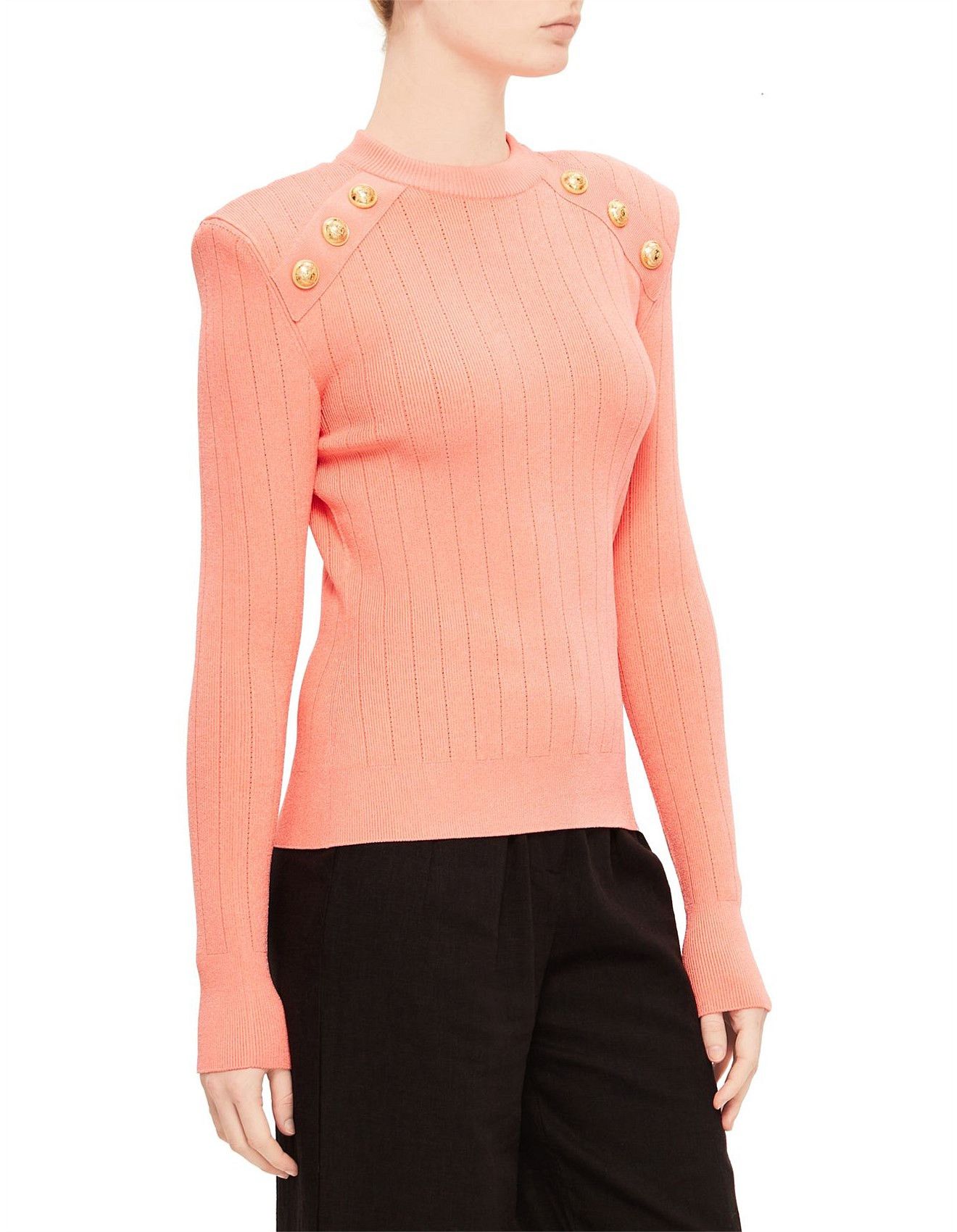 Balmain o1y0625 Sweater in Salmon Pink Size M / US 6-8 / IT 42-44 - 3 Thumbnail