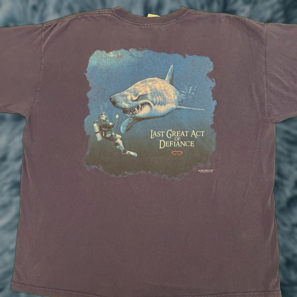 Vintage VINTAGE 90s Y2K Ocean Divers Great White Shark Last Act Humor VTG 2005 Shirt XXL Blue USA Beach Diver Shirt Mens Size US XXL / EU 58 / 5 - 1 Thumbnail