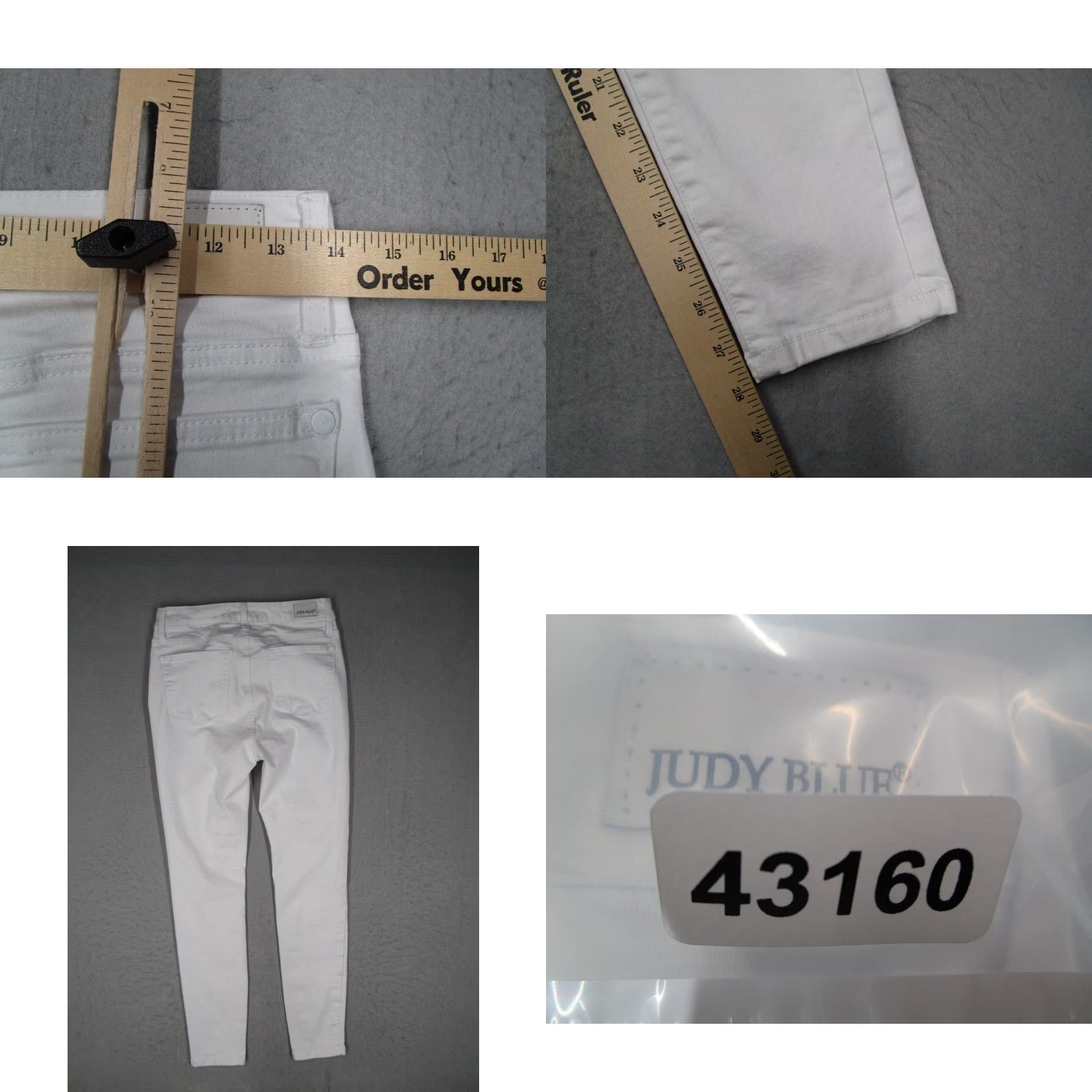 Denime Judy Blue Jeans Women White Skinny Mid Rise Distressed 5-Pocket Denim 27x28 Jeans Size 27" / US 4 / IT 40 - 8 Thumbnail