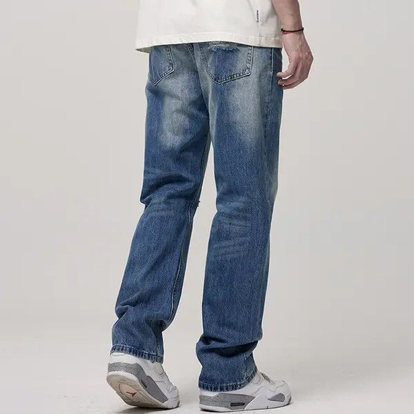 Japanese Brand VIBE Men's American street straight wide washed ripped jeans Size US 32 / EU 48 - 5 Thumbnail