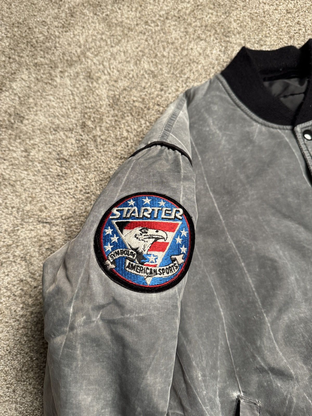 Starter VINTAGE 90s LA KINGS STONEWASH BOMBER JACKET Size US M / EU 48-50 / 2 - 7 Thumbnail