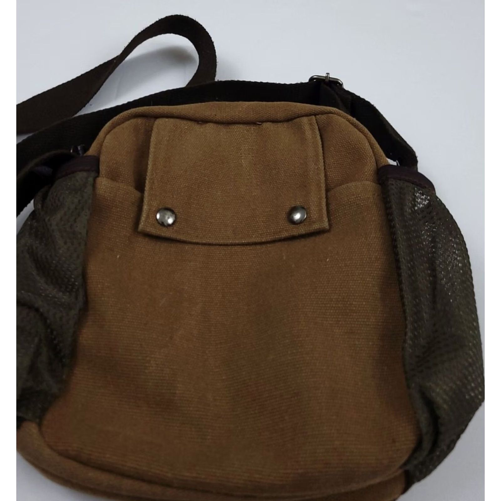 Vintage VINTAGE Canvas Shoulder Bag Crossbody 90s Travel Multi Pocket Brown Mens Vintage Bag Adjustable Strap Size ONE SIZE - 4 Thumbnail