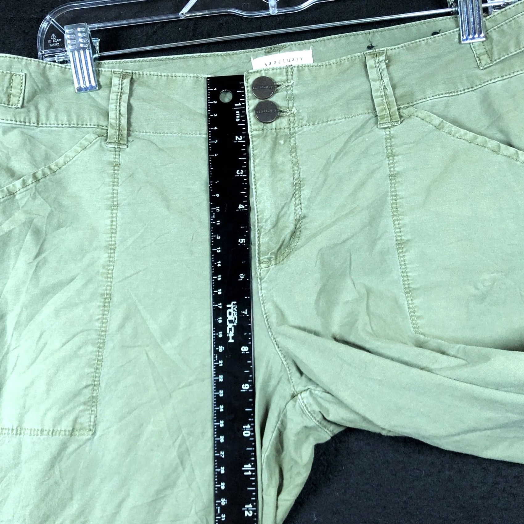 Sanctuary Sanctuary Womens Pants Green Mid Rise Cargo Drawcord Ankle Stretch 29 Size 29" - 7 Thumbnail