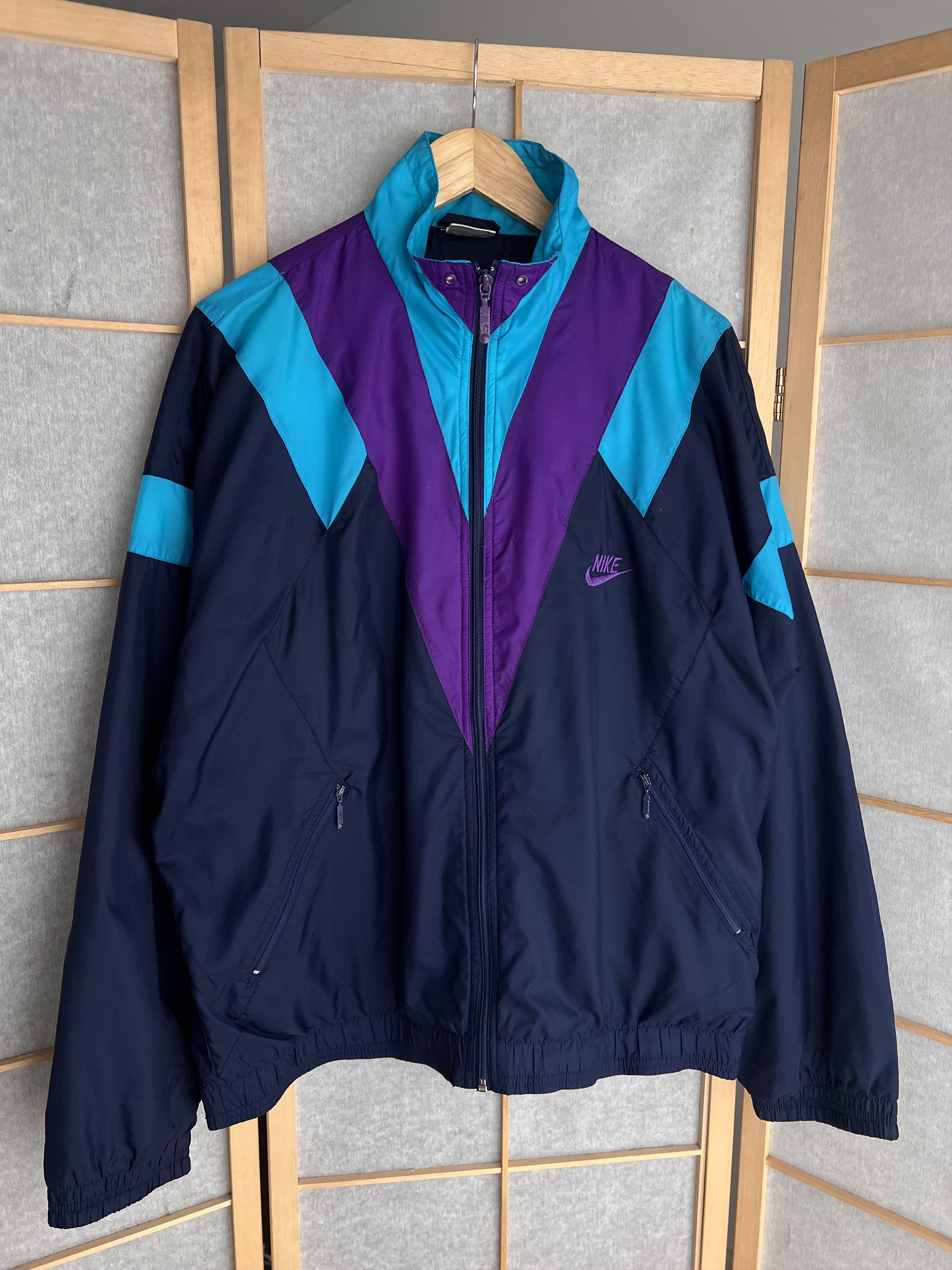 Nike Nike vintage 1990s nylon multicolour track top retro jacket Size US L / EU 52-54 / 3 - 13 Thumbnail