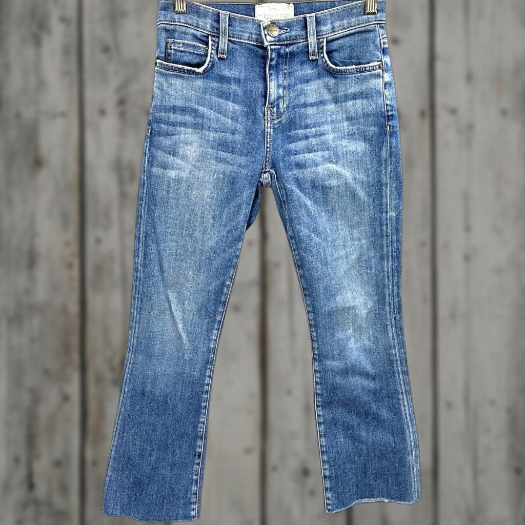 Vintage Current/Elliott Jeans Women's 23 The Kick Jean Blue Medium Distressed Ankle Denim Designer Size 40" / US 18 - 1 Thumbnail