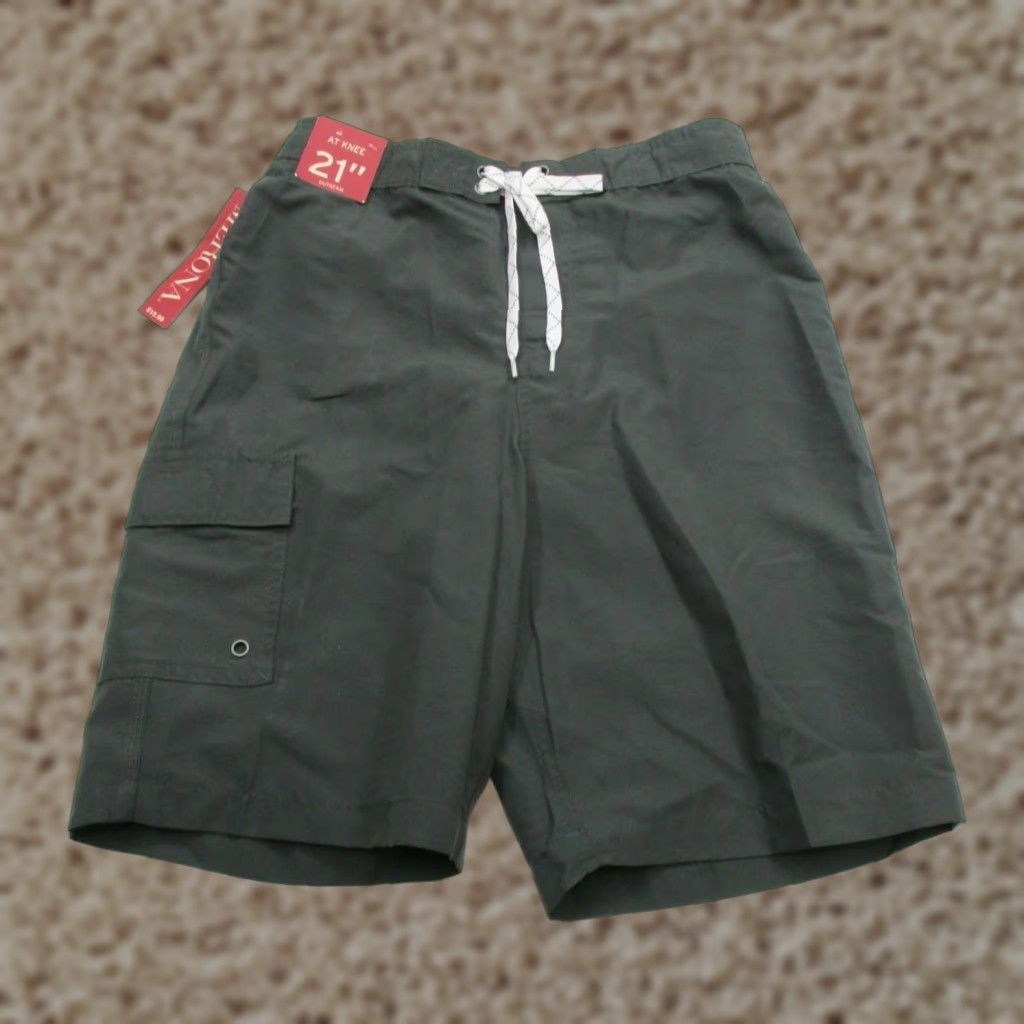 Merona Merona Board Shorts Men Size S Gray Lined Solid Swim Bottom Regular Shorts Size US 29 - 1 Thumbnail