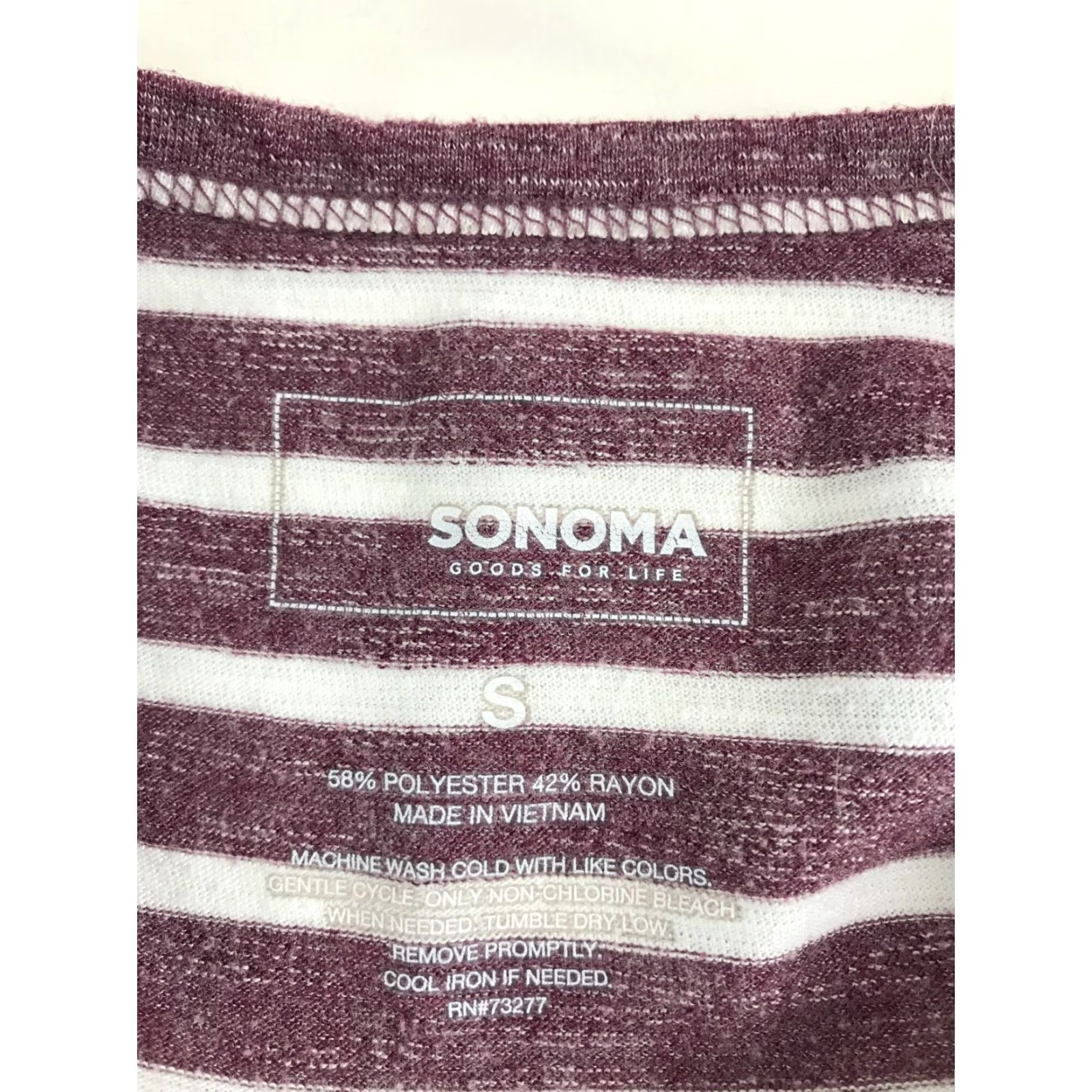 Vintage Sonoma Dress Women's Size Small Purple White Striped Short Sleeve Above the Knee Shirt Dress Womens Size 28" / US 6 / IT 42 - 6 Thumbnail