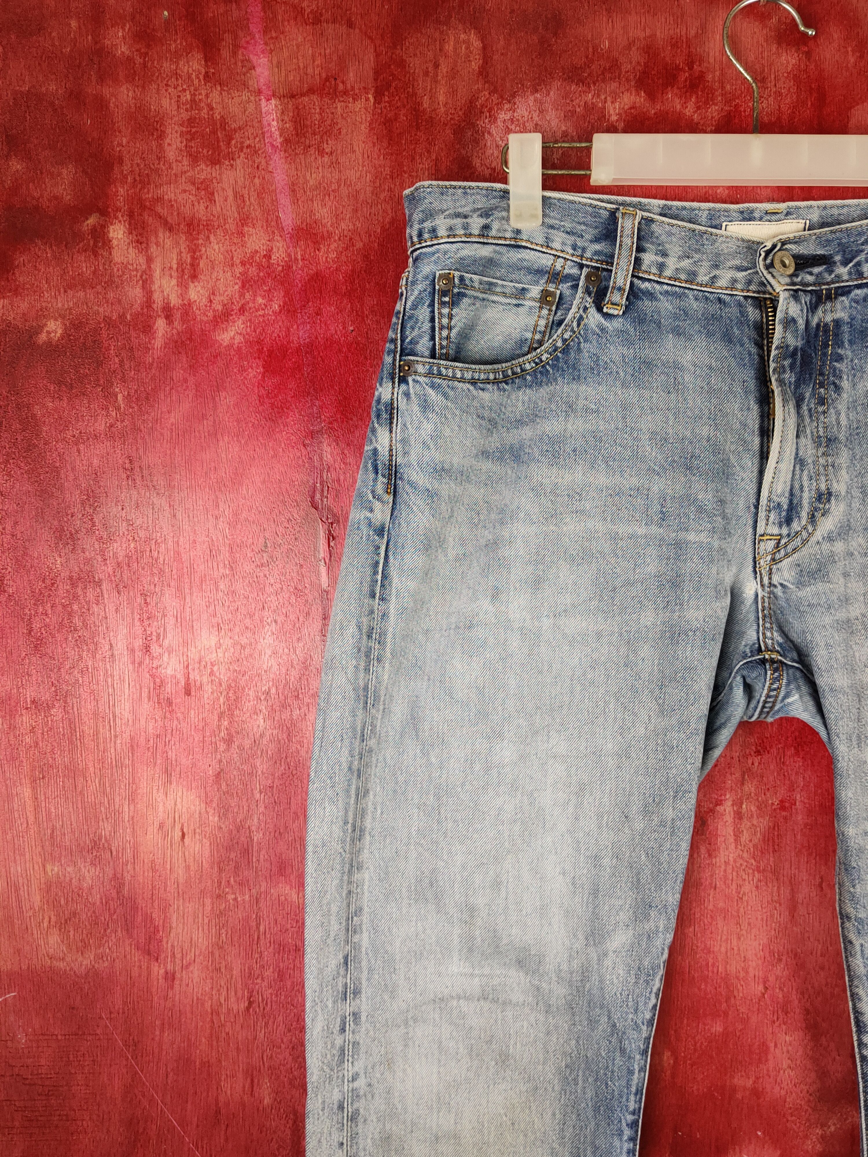 Japanese Brand Uniqlo Blue Faded Distressed Ripped Jeans #S1704 Size US 34 / EU 50 - 3 Thumbnail