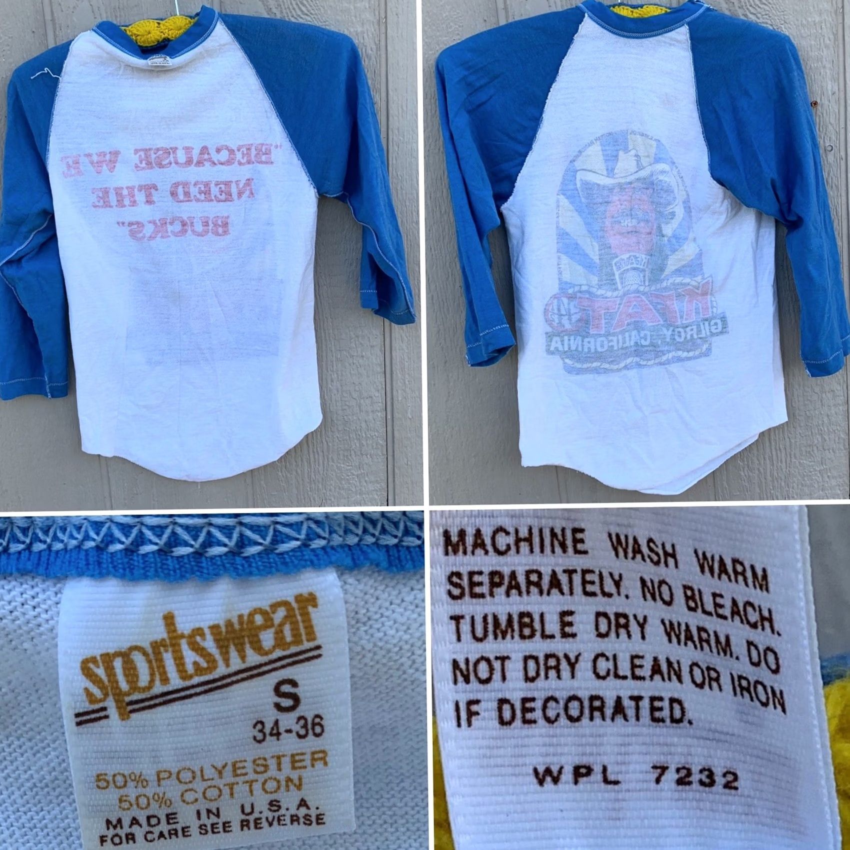 Vintage VINTAGE KFAT FM 94 1/2 GILROY CALIFORNIA Raglan Tee Shirt S USA 70s 80s Sportswear Graphic Tee Mens Tee Size US S / EU 44-46 / 1 - 7 Thumbnail