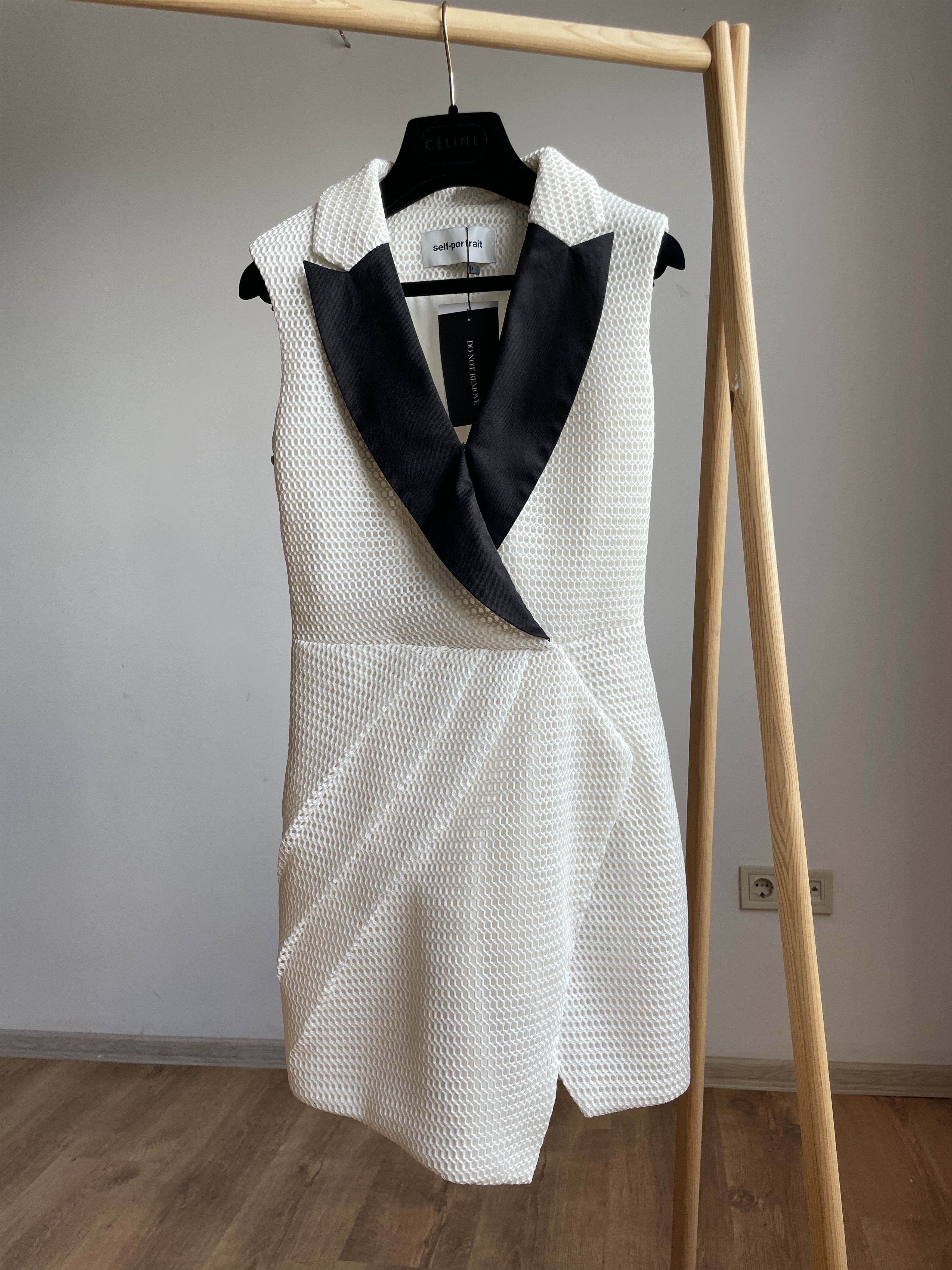 Self-Portrait Ivory Denim Mini Shirt Dress | Grailed