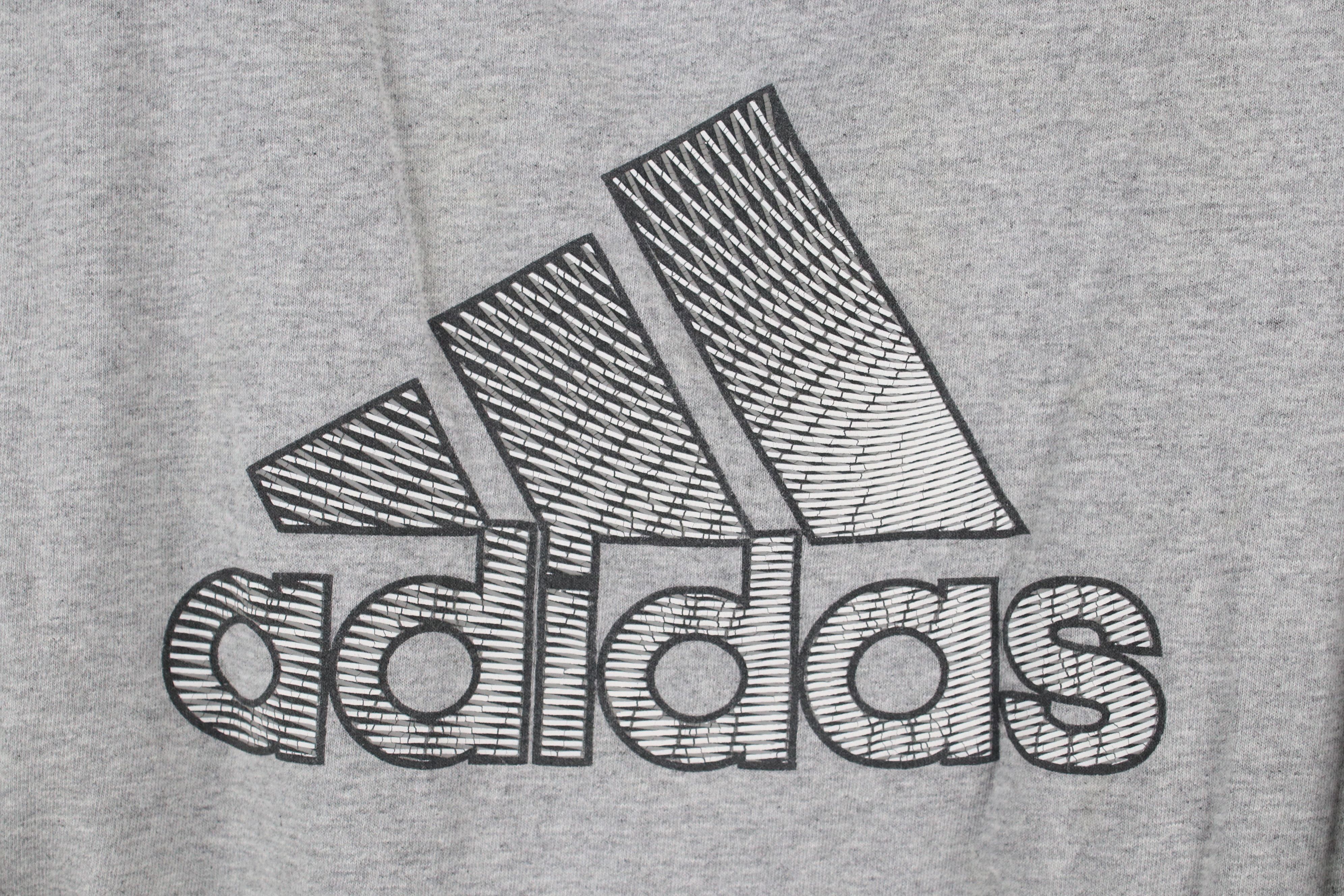 Adidas × Vintage Vintage Adidas Spell Out Big Logo Long Sleeve T-Shirt Gray Size US S / EU 44-46 / 1 - 4 Thumbnail