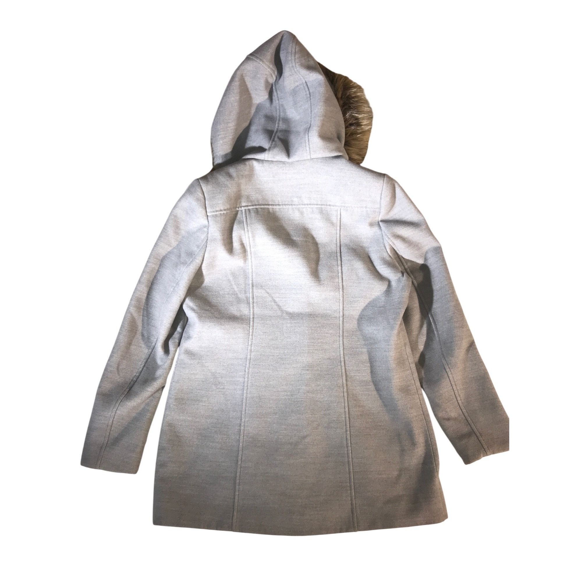 Designer Cache Cache Womens Gray Polyester Faux Fur Trim Hooded Coat Size M / US 6-8 / IT 42-44 - 2 Thumbnail