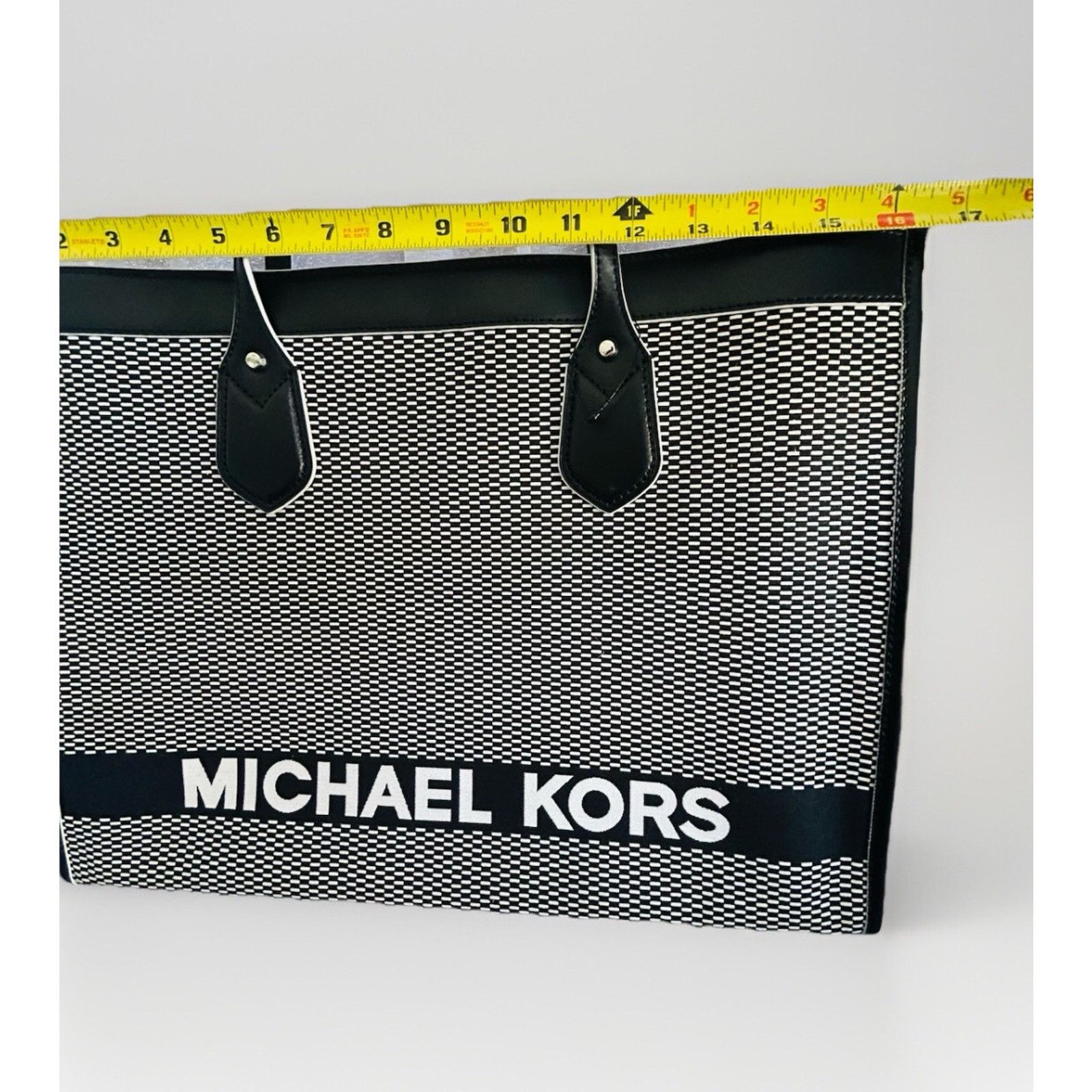 New Michael Kors Bay Large Tote East West Woven Canvas Bag