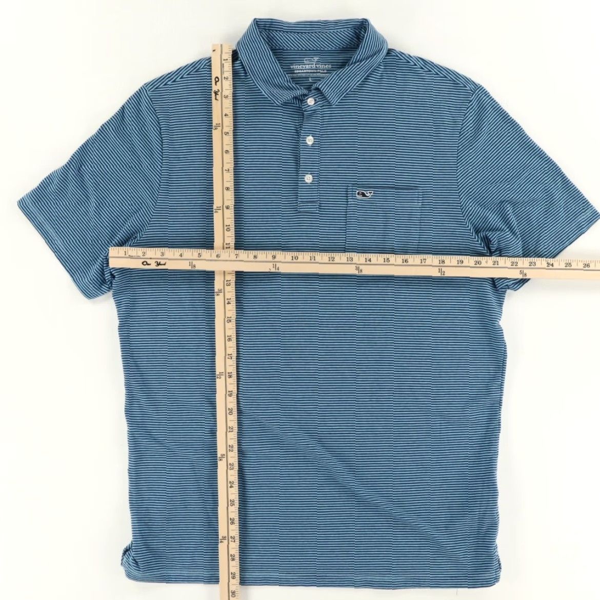 Vineyard Vines VINTAGE Vineyard Vines Edgartown Stretch Cotton Blend Striped Polo Shirt Blue Men's L Size US L / EU 52-54 / 3 - 3 Thumbnail