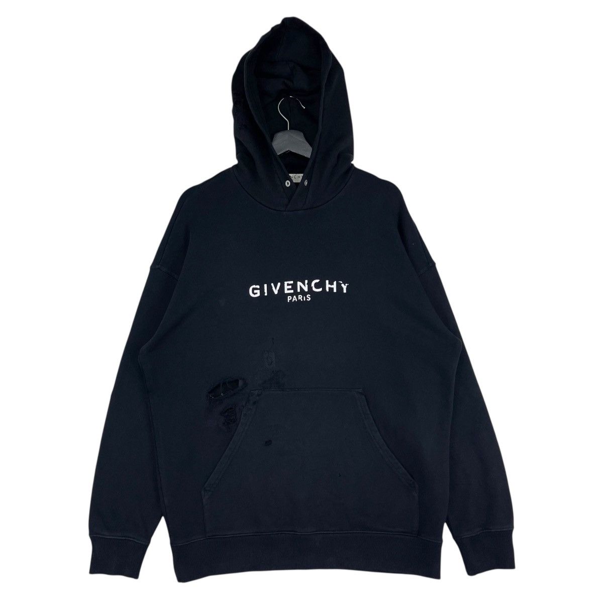 Givenchy Givenchy Paris Black Distressed Sweatshirt Hoodie Size US M / EU 48-50 / 2 - 1 Thumbnail