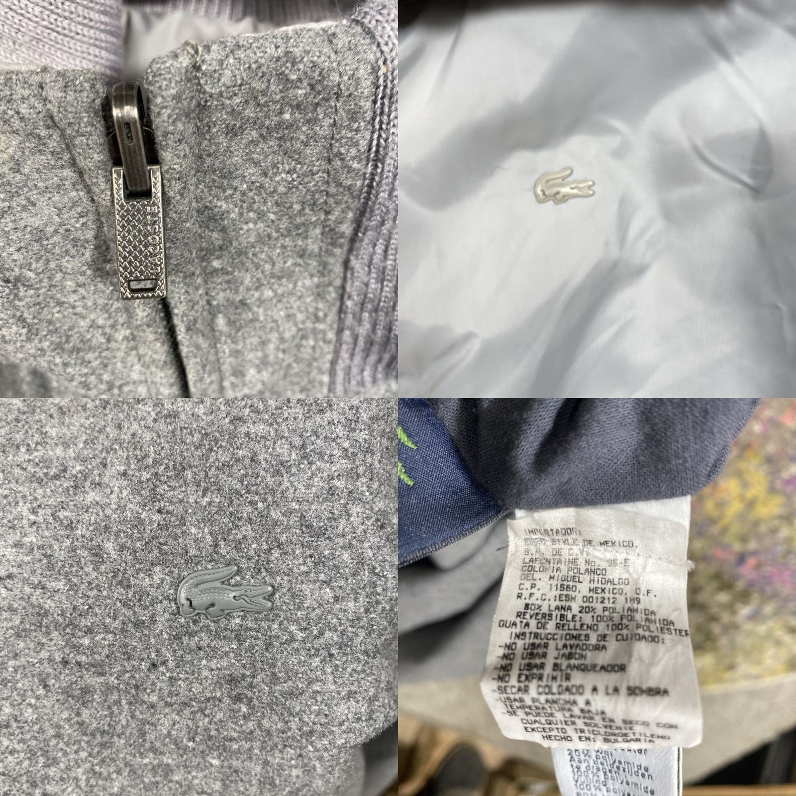 Lacoste VINTAGE Lacoste Jacket Mens Large Gray Wool Blend Bomber Full Zip 90s Sports Reversable Size US L / EU 52-54 / 3 - 8 Thumbnail