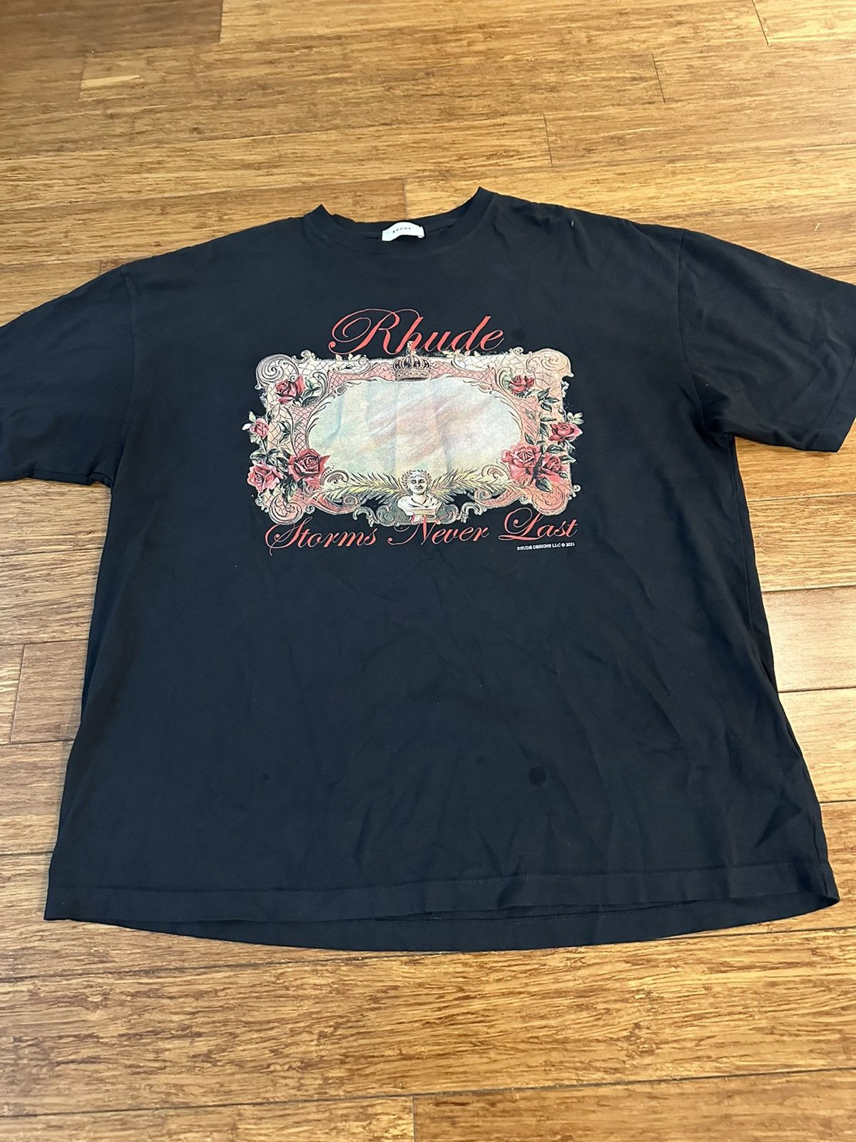 image of Rhude Mirror Tee in Black, Men's (Size 2XL)