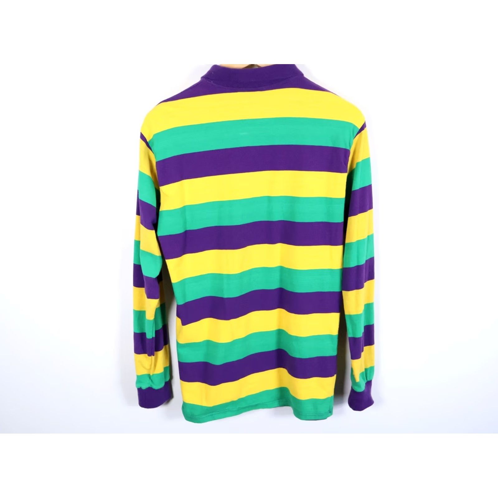 Vintage NOLA Polo Shirt Striped Long Sleeve Rugby NOLA Men Large Yellow Purple Striped Mardi Gras Vintage Size US L / EU 52-54 / 3 - 2 Thumbnail