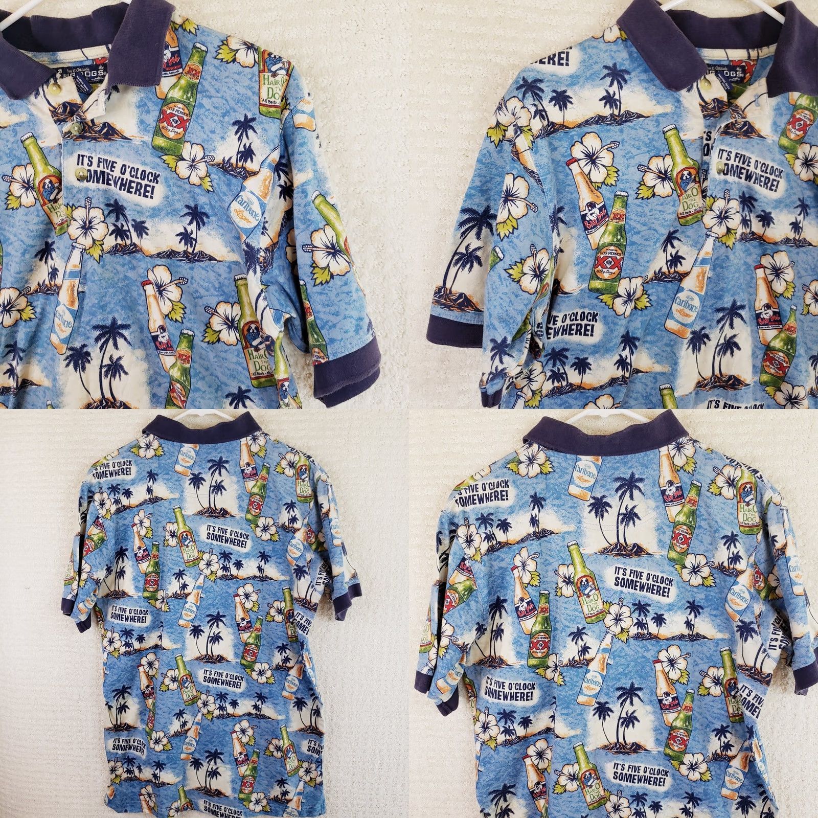 Big Dogs Big Dogs Polo Shirt Men's M Blue Cotton Beer All Over Print 5 O'clock Somewhere Tank Tailgating Beach Party Golf Shirts Mens Size US M / EU 48-50 / 2 - 8 Thumbnail