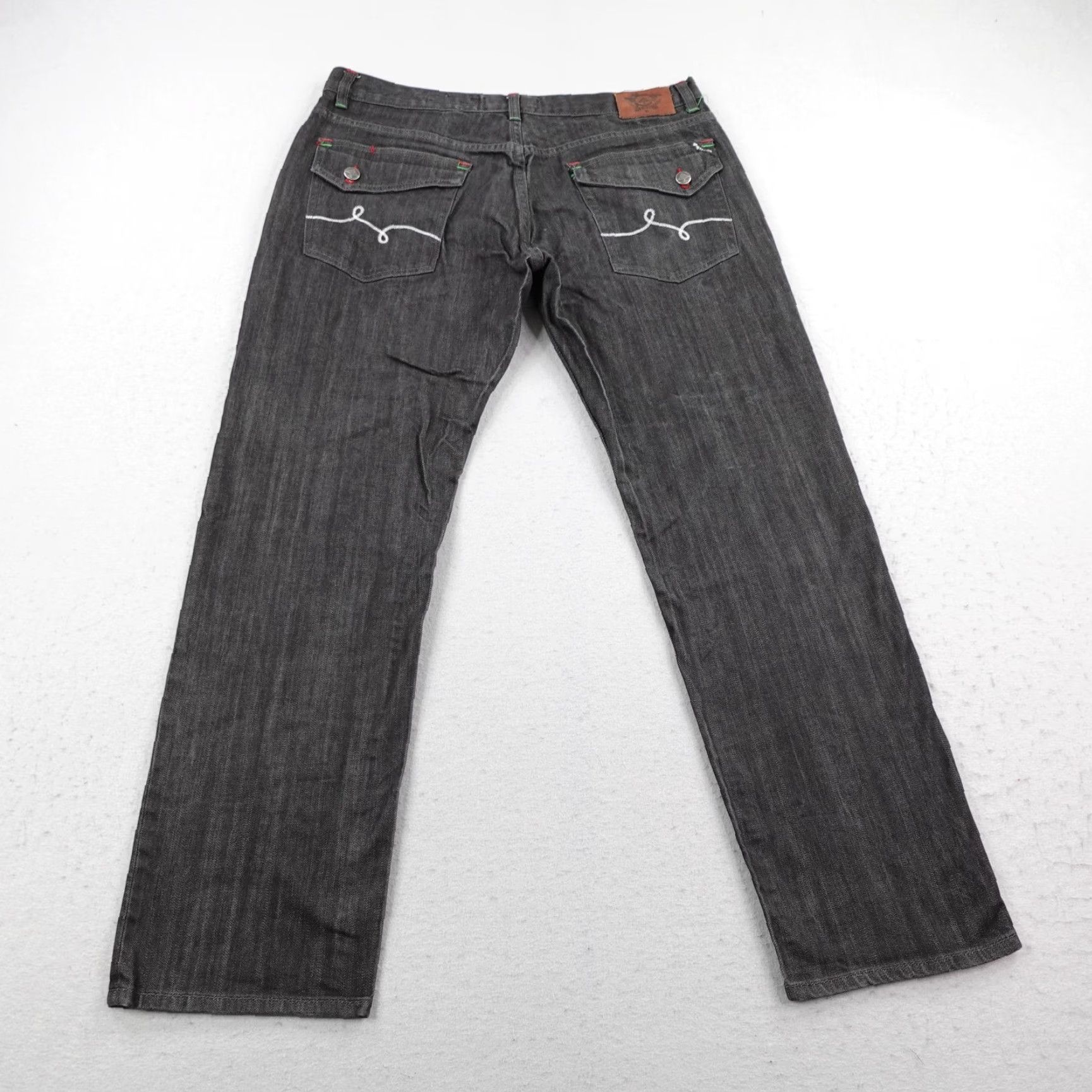 Denime VINTAGE LRG Jeans Mens 38x33 Black Denim Loose Baggy Straight Leg Skater Y2K Size US 38 / EU 54 - 5 Thumbnail