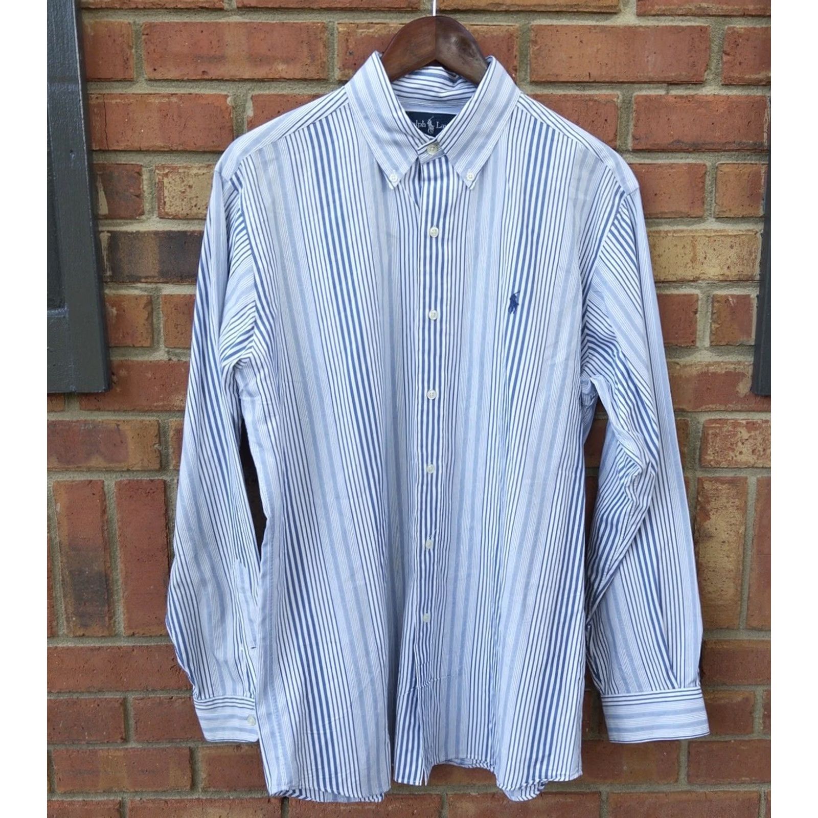Polo Ralph Lauren VINTAGE Polo Ralph Lauren Dress Shirt Mens M Blue White Bengal Stripe Button Down Ellington Size US M / EU 48-50 / 2 - 2 Thumbnail