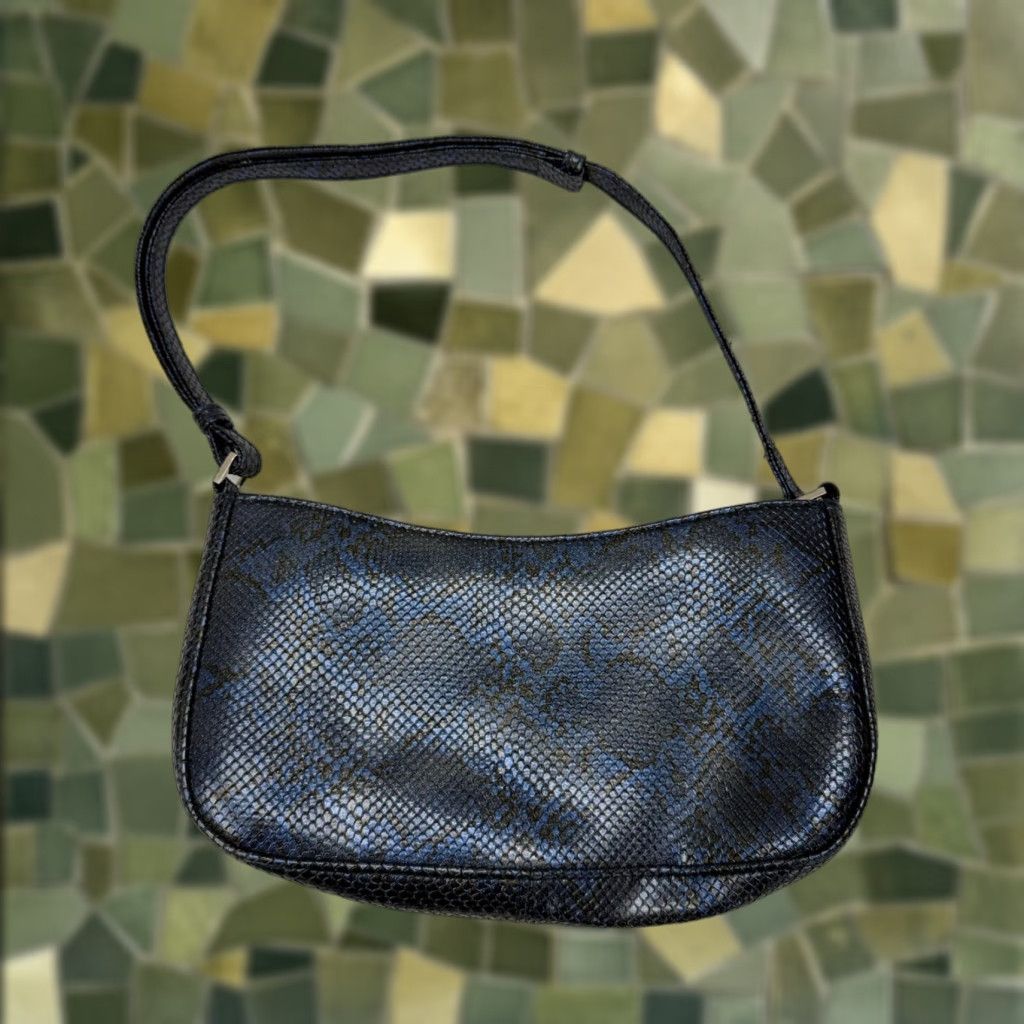 Express Express Womens Handbag Purse Blue Snakeskin Zip Shoulder Bag Size ONE SIZE - 1 Thumbnail