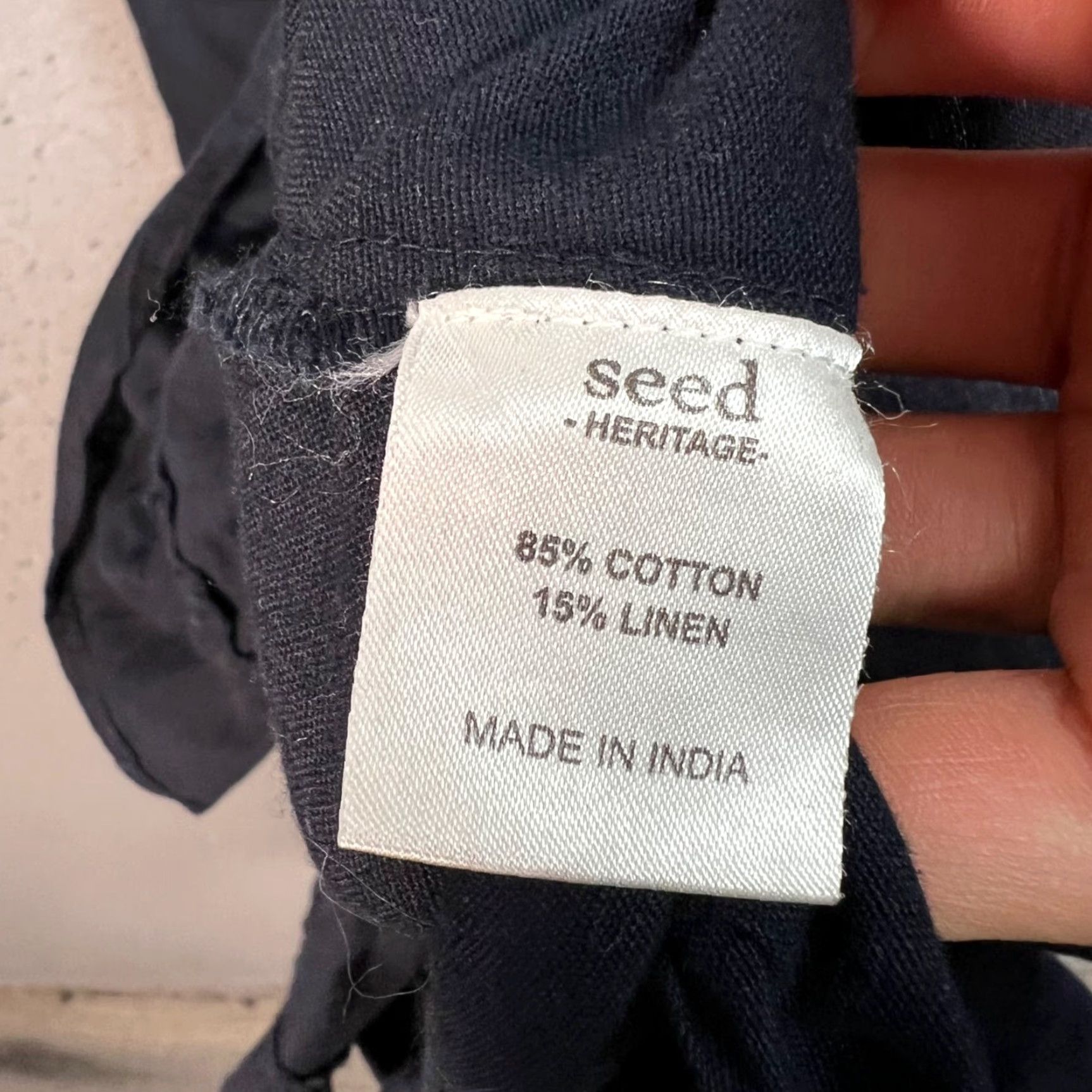 Vintage Seed Heritage Blue Wrap Dress Sleeveless Cotton Linen Blend V-Neck Knee Length Women's 6 Dress - Adult Womens 6 Accessories? Size M / US 6-8 / IT 42-44 - 4 Thumbnail