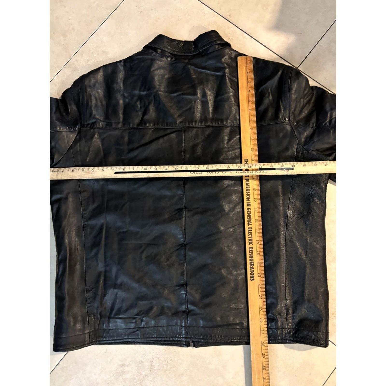 Perry Ellis Perry Ellis Portfolio Mens Leather Bomber Jacket 2XL Black Zip Lined Collared Full Zip Pockets Holiday Casual Fall Winter Size US XXL / EU 58 / 5 - 7 Thumbnail
