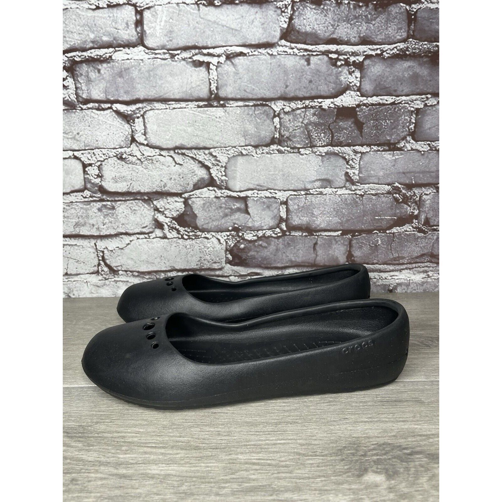 Crocs Crocs Black Rubber Slip On Lightweight Ballet Flats Shoes Wo Size US 11 / IT 41 - 16 Thumbnail