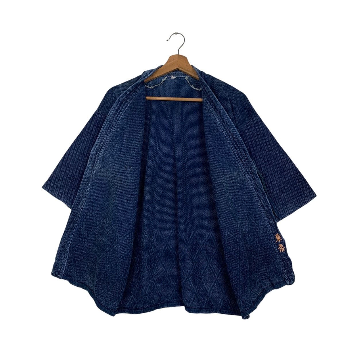 Vintage 90's Blue Indigo Sashiko Thick Weave Kimono Jacket 2767-C125 Size US M / EU 48-50 / 2 - 9 Thumbnail