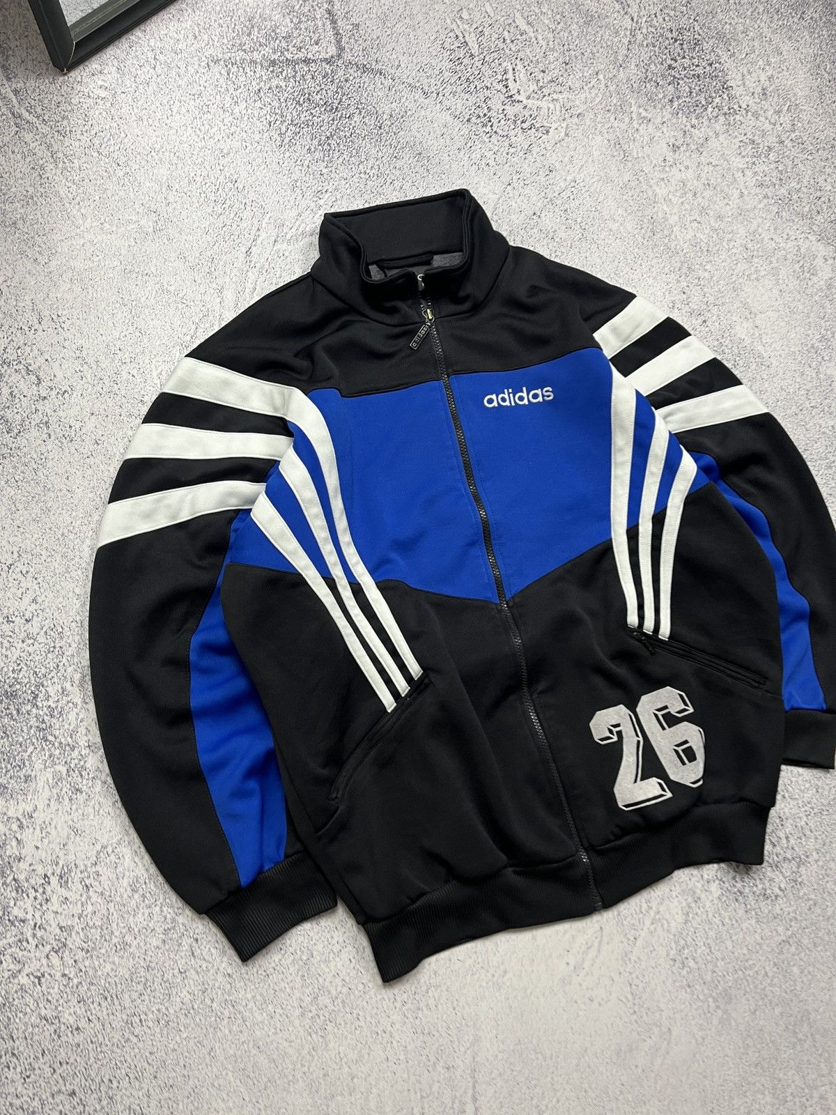 Adidas Rare Vintage Adidas Football Track Jacket Blue & Black 90’s Size US L / EU 52-54 / 3 - 4 Thumbnail