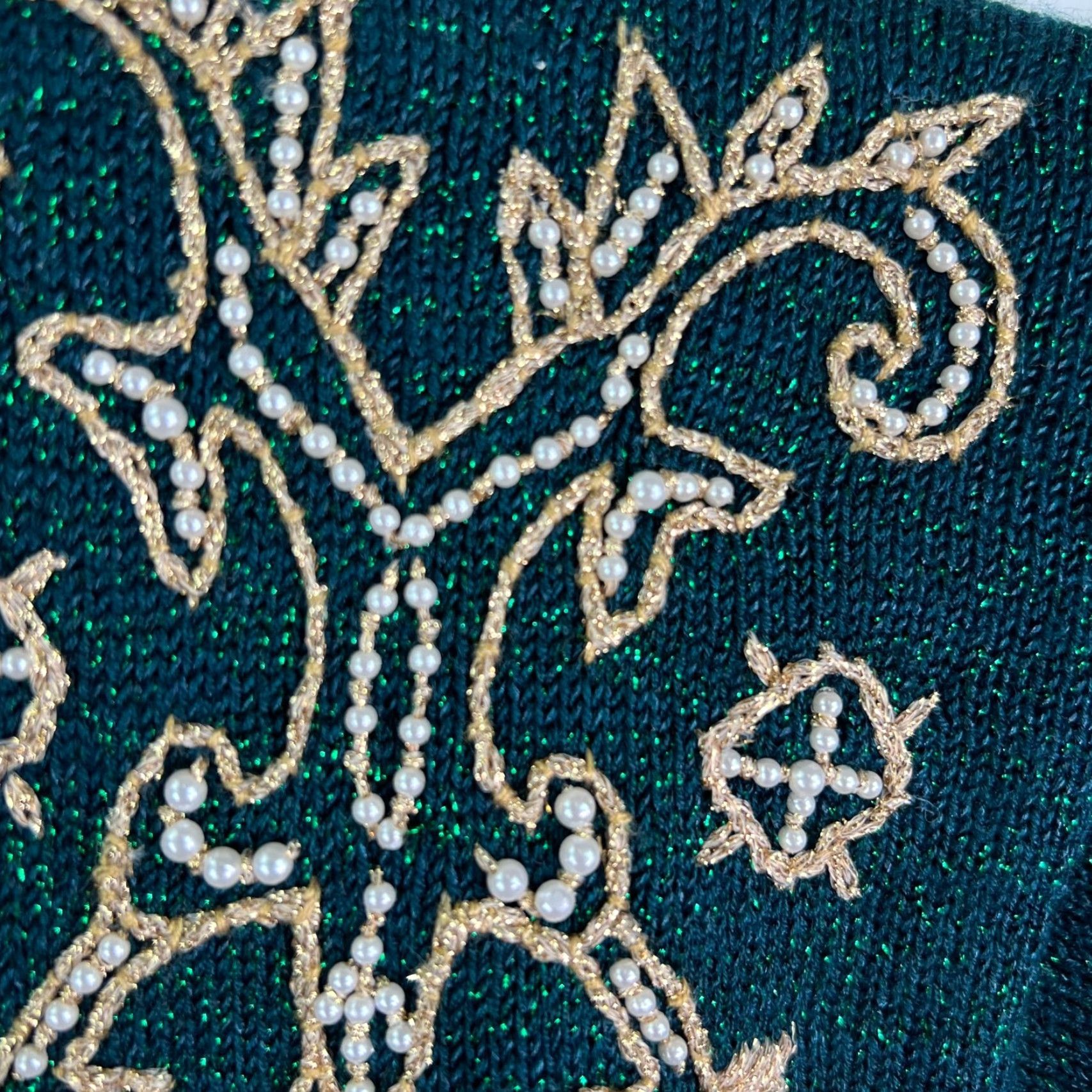 Vintage VINTAGE Smith Metallic Beaded Cardigan Sweater Womens Size L Green Casual Formal Party 80s 90s Size L / US 10 / IT 46 - 2 Thumbnail