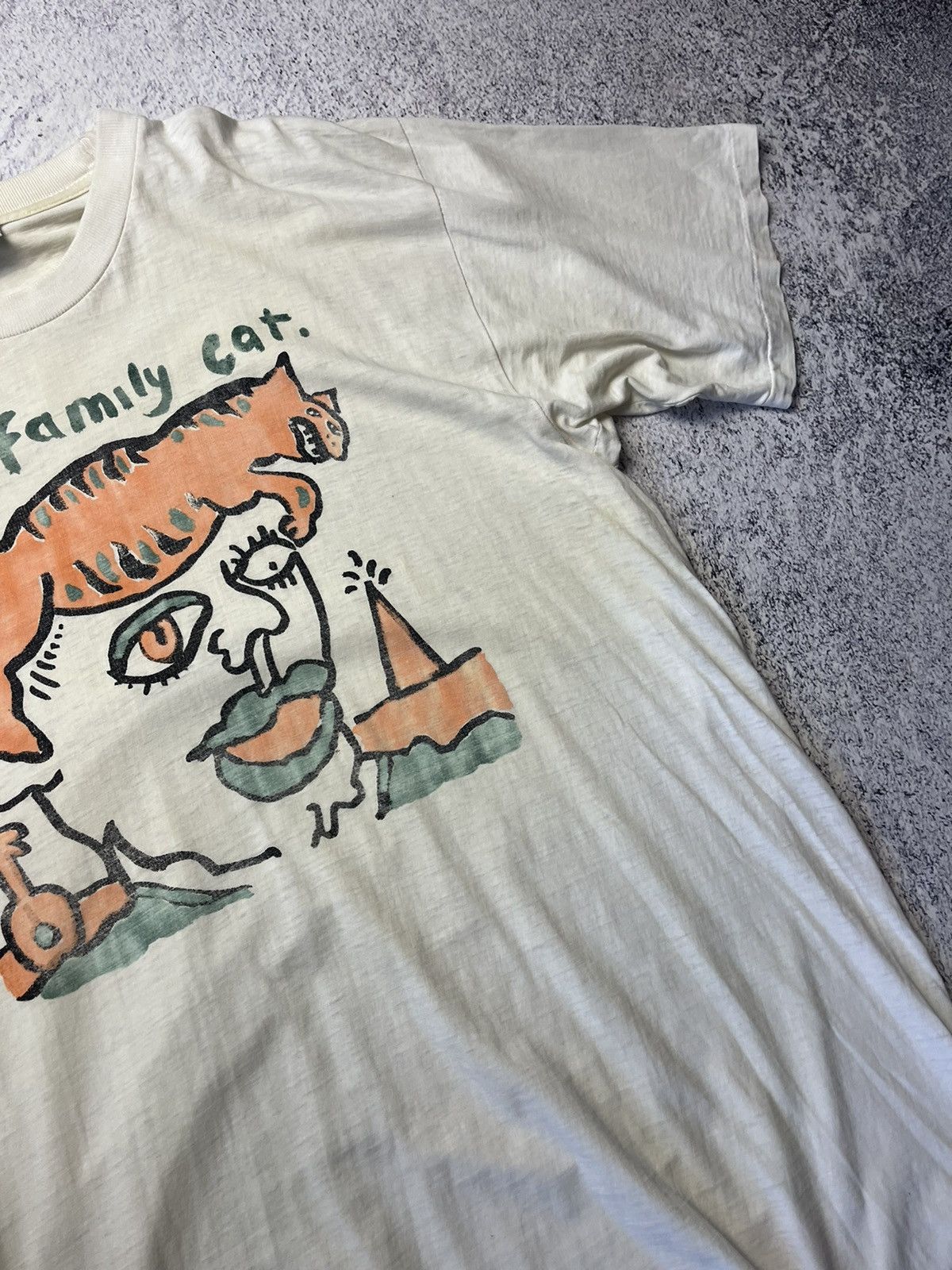 Vintage Vintage 1989 THE FAMILY CAT tom verlaine artwork t-shirts Size US XL / EU 56 / 4 - 15 Thumbnail