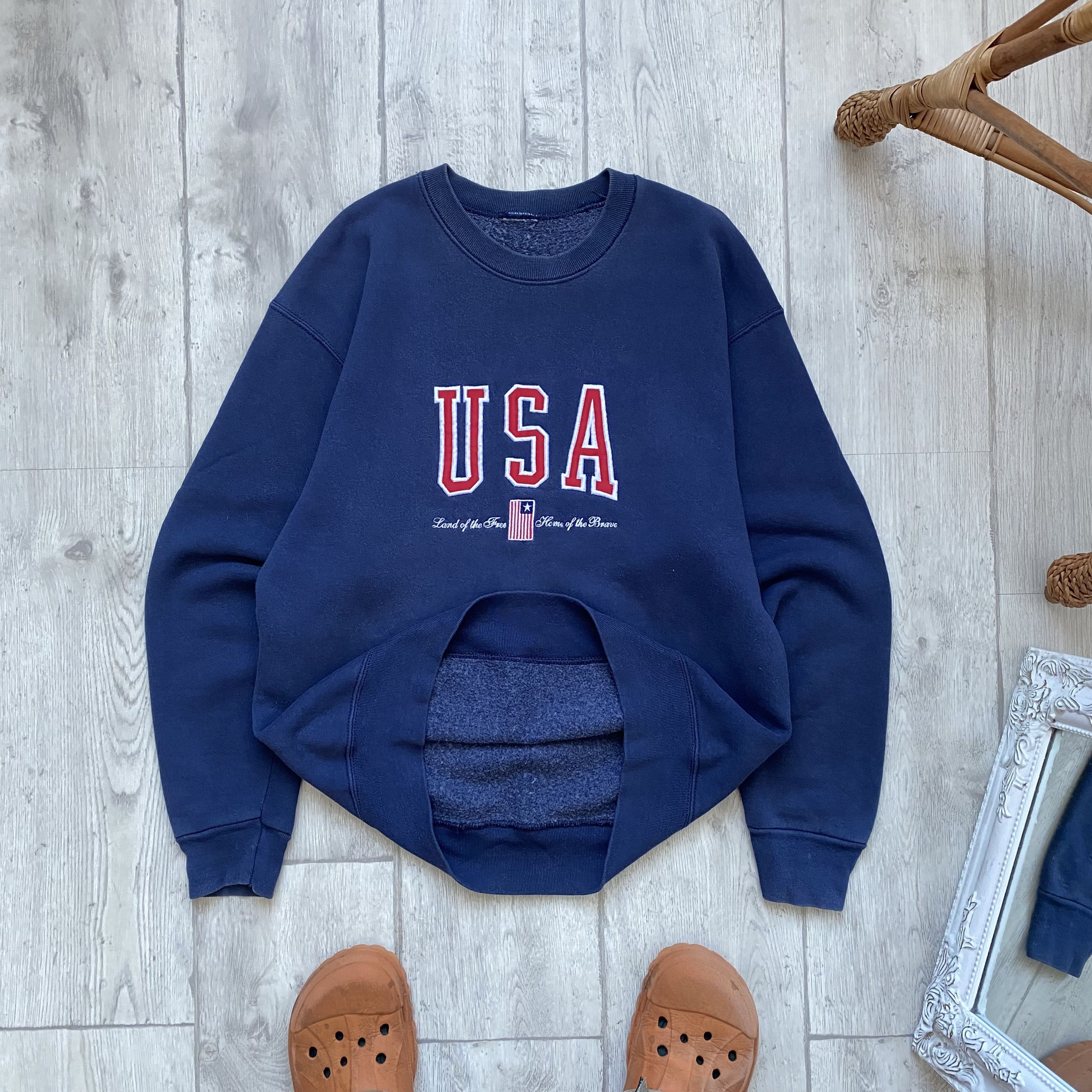 USA Olympics 🇺🇸 Vintage 90s USA University Logo Boxy Sweatshirt Size US S / EU 44-46 / 1 - 2 Thumbnail