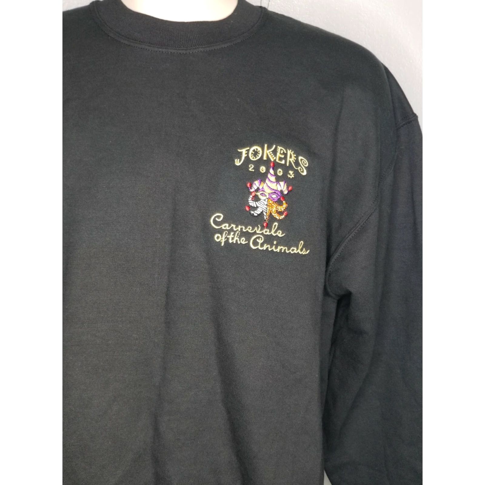 Jerzees VINTAGE Jokers Carnivale of Animals Clown Masquerade Crewneck Sweatshirt Mens L Black Sail? Size L / US 10 / IT 46 - 4 Thumbnail
