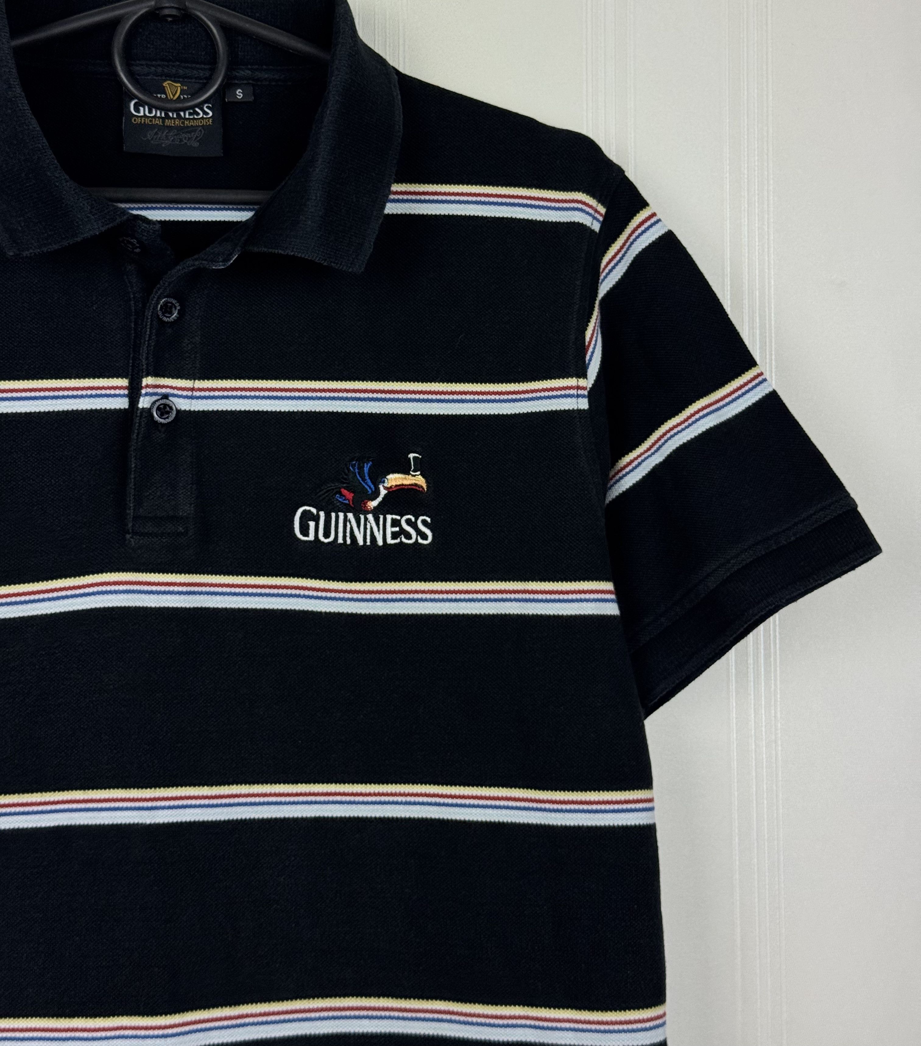 Vintage VINTAGE Guinness Logo Polo Shirt Size S Black Striped Size US S / EU 44-46 / 1 - 4 Thumbnail