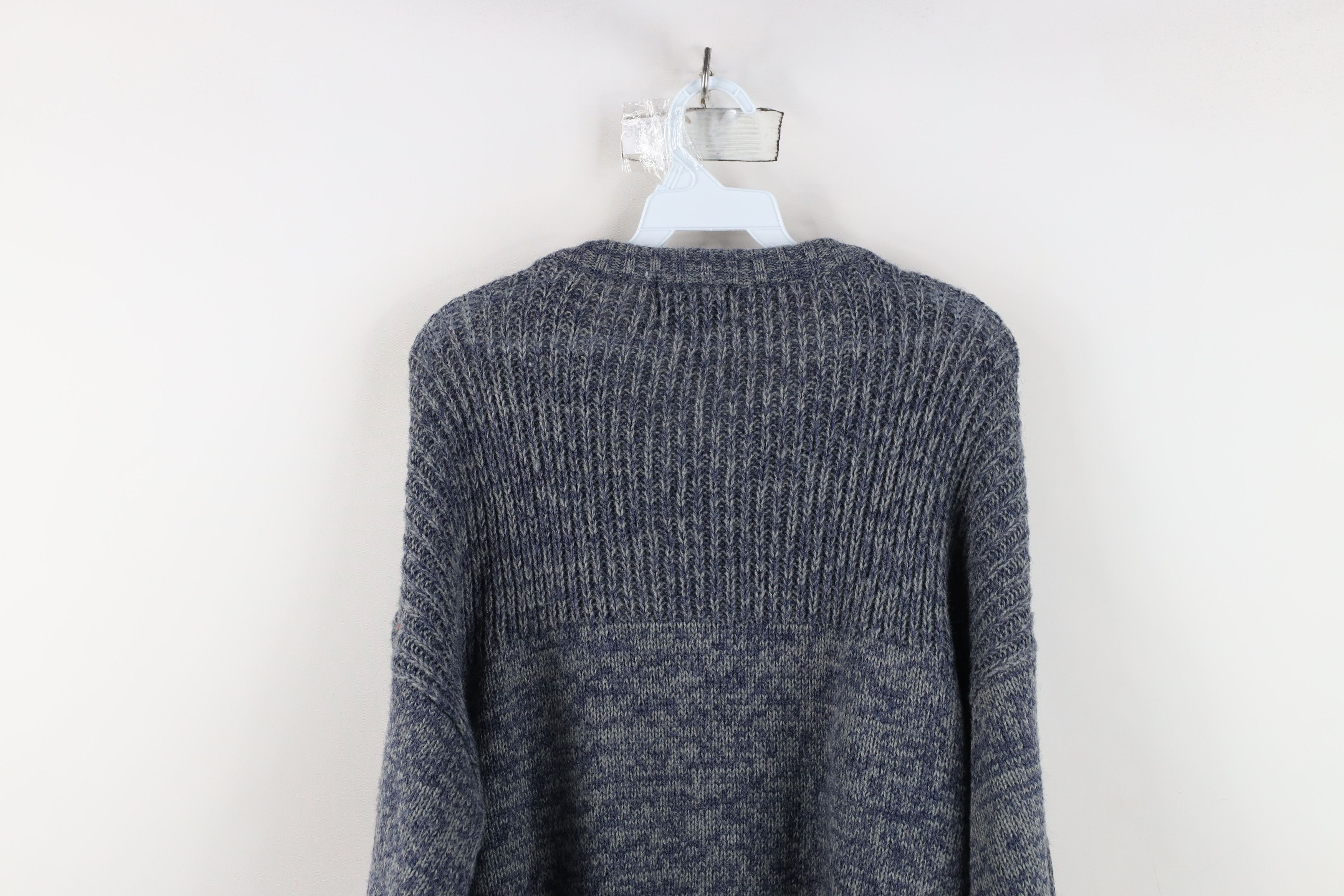 Vintage Vintage 90s Streetwear Ribbed Knit Crewneck Sweater Blue Size US XL / EU 56 / 4 - 11 Thumbnail