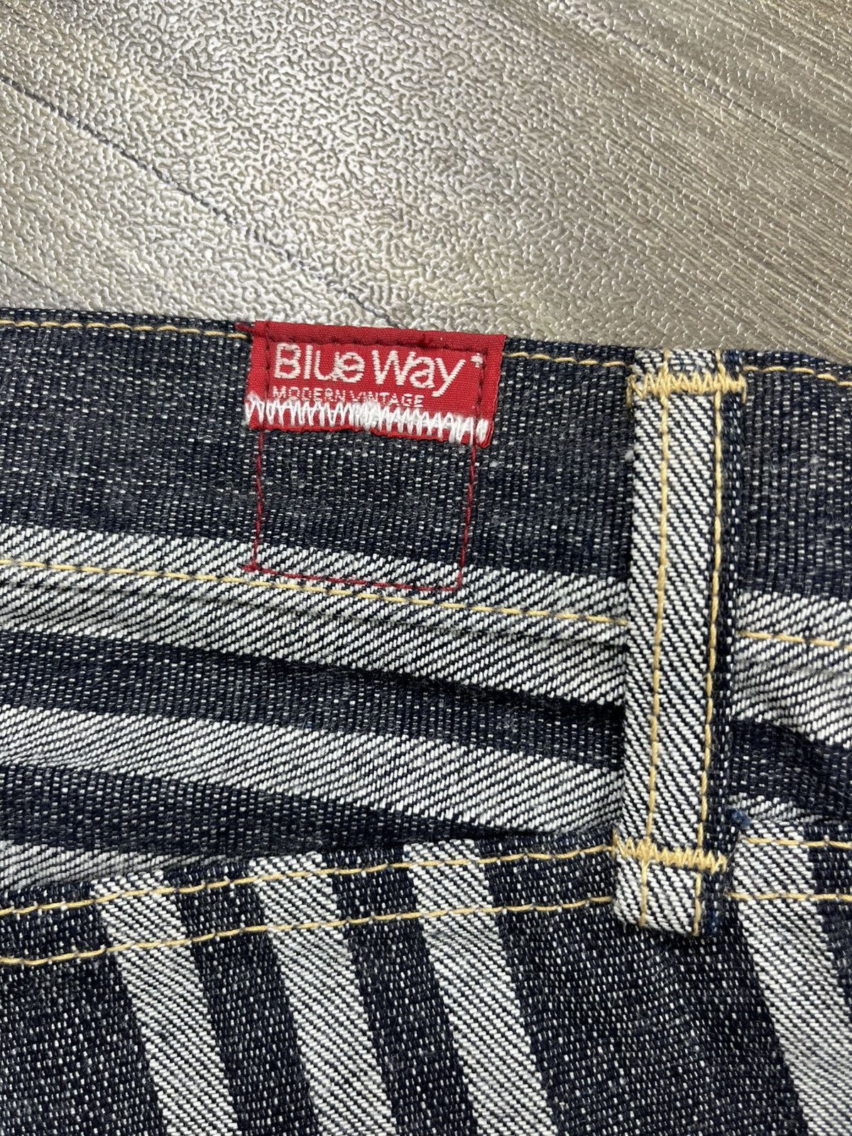 Japanese Brand Vintage Blue Way Japan Striped Indigo Denim Flared Jeans Size US 33 - 13 Thumbnail