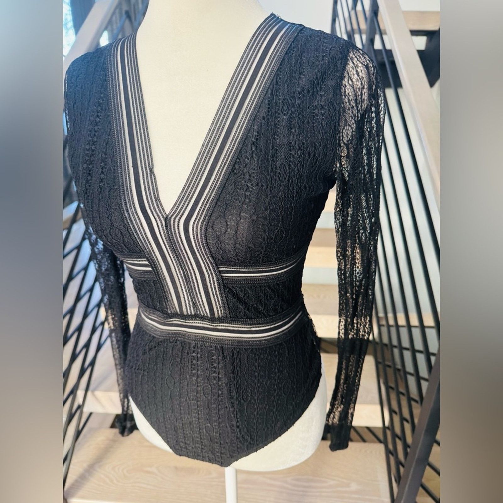 Other New Y2K Chic Black Sheer V-Neck Long Sleeve Bodysuit size XS Size XS / US 0-2 / IT 36-38 - 8 Thumbnail