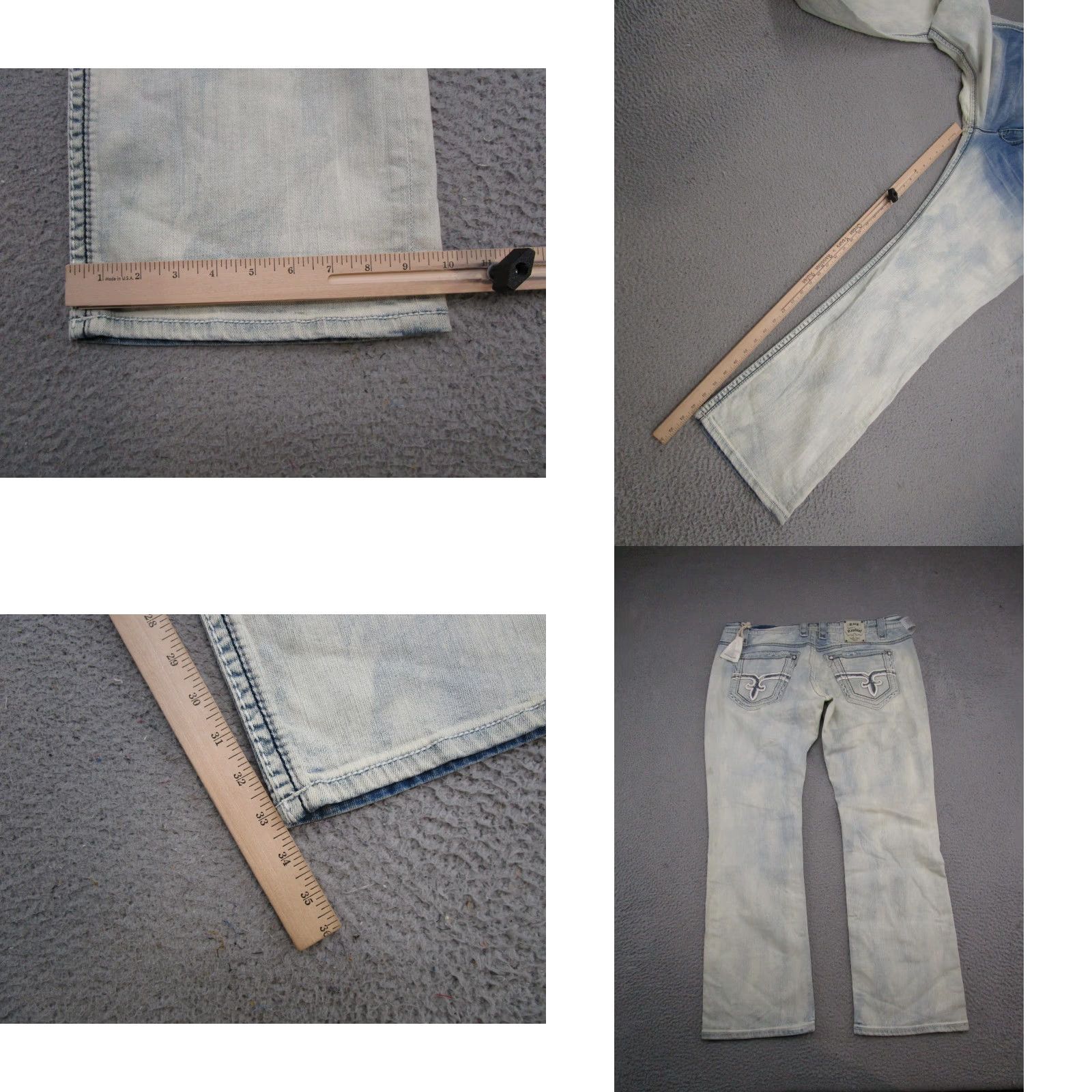 Vintage Rock Revival AJ Straight Leg Jeans 42x33 Denim 2 Tone Blue Men’s Regular Fit 5-Pocket Logo Embroidered Denim Jeans Rock Revival Men Size US 42 / EU 58 - 9 Thumbnail