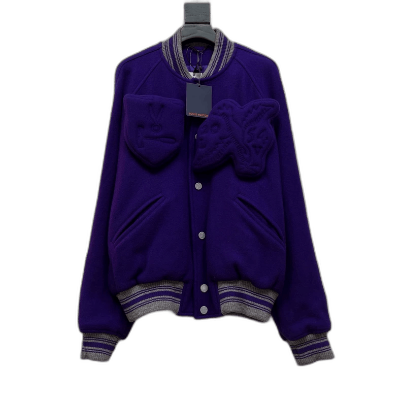 Louis Vuitton Louis Vuitton Purple Embossed Baseball Jacket Size US L / EU 52-54 / 3 - 1 Thumbnail