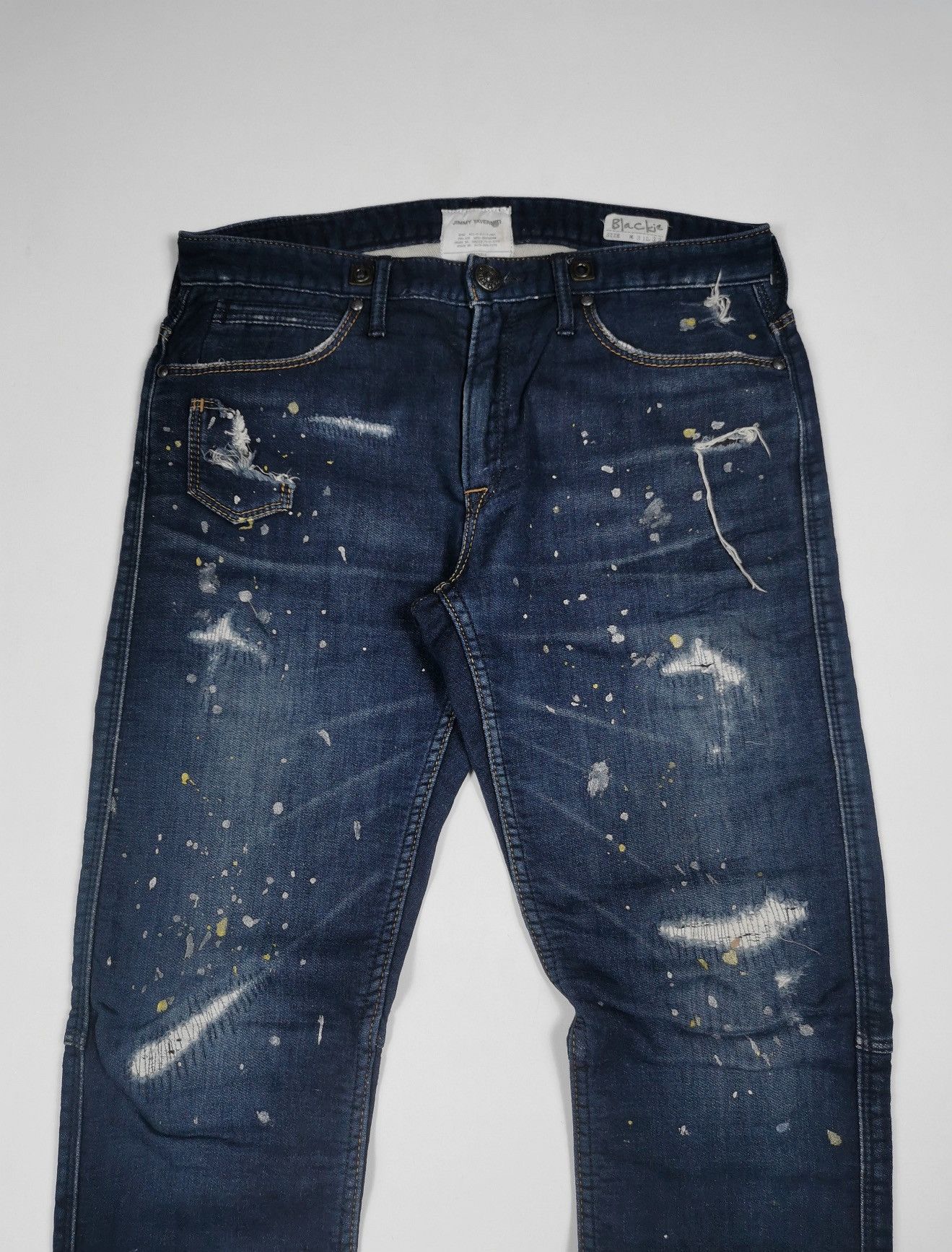 Japanese Brand Jimmy Taverniti Blackie Paint Splash Boro Slim Stretch Jeans Size US 32 / EU 48 - 2 Thumbnail