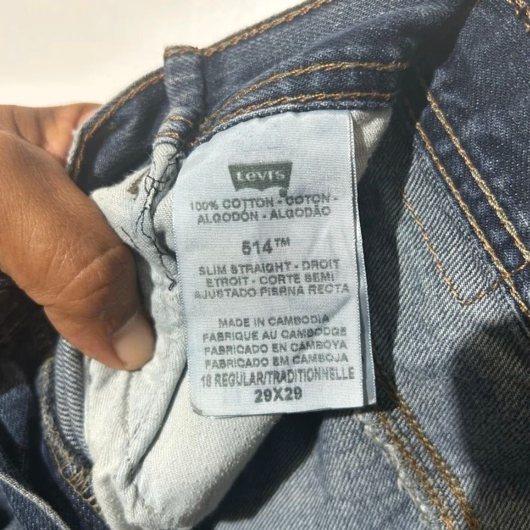 Levi's Levi's 514 Slim Straight Washed Dark Blue Jeans Men 29x29 Size 29 Blue Straight Mens Jeans Size US 29 - 2 Thumbnail