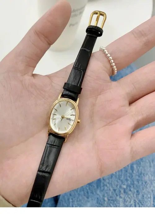 Jewelry Leather Strap Oval Dial Wristwatch, Classic Style Size ONE SIZE - 3 Thumbnail